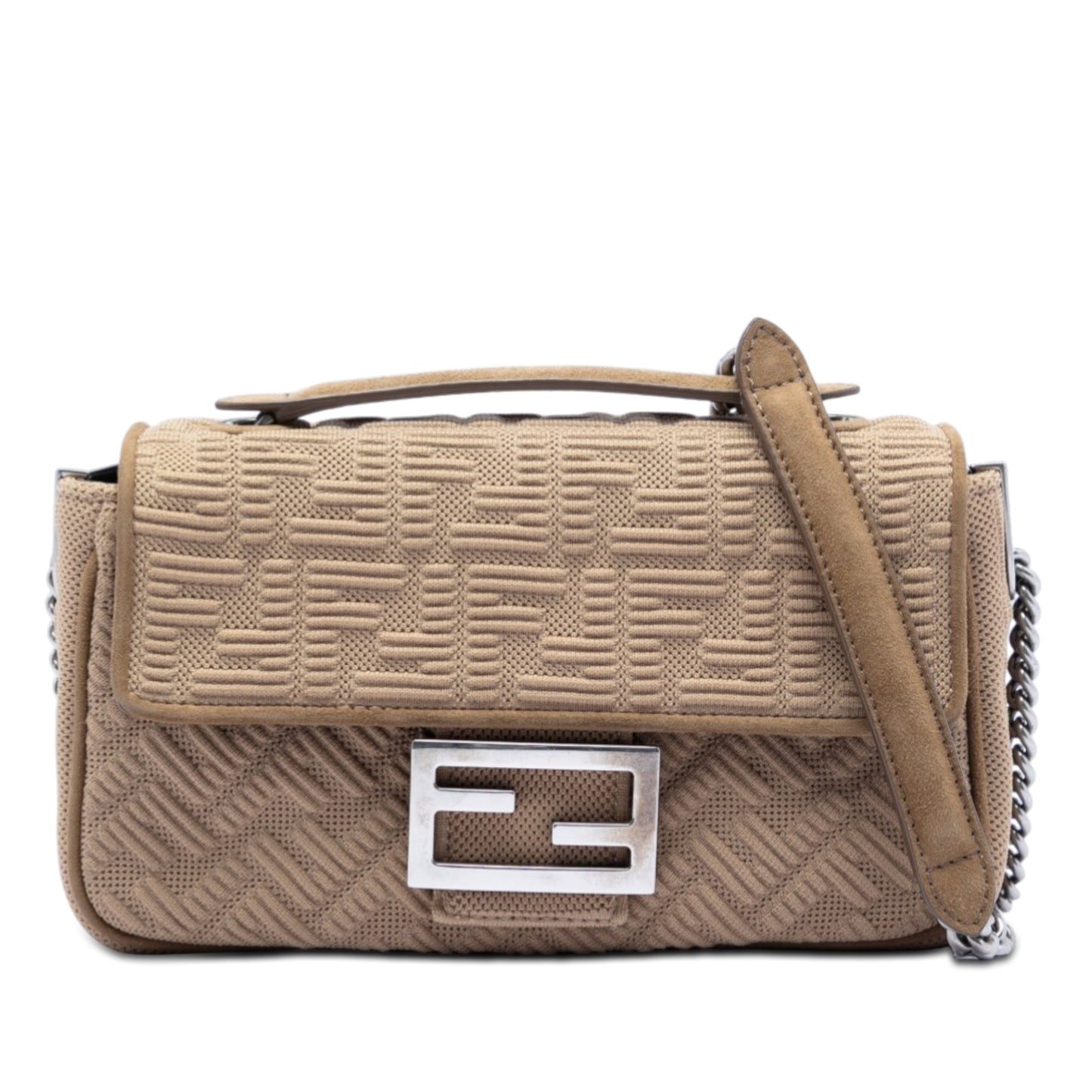 Fendi Zucca Embossed Technical Fabric Chain Midi Baguette