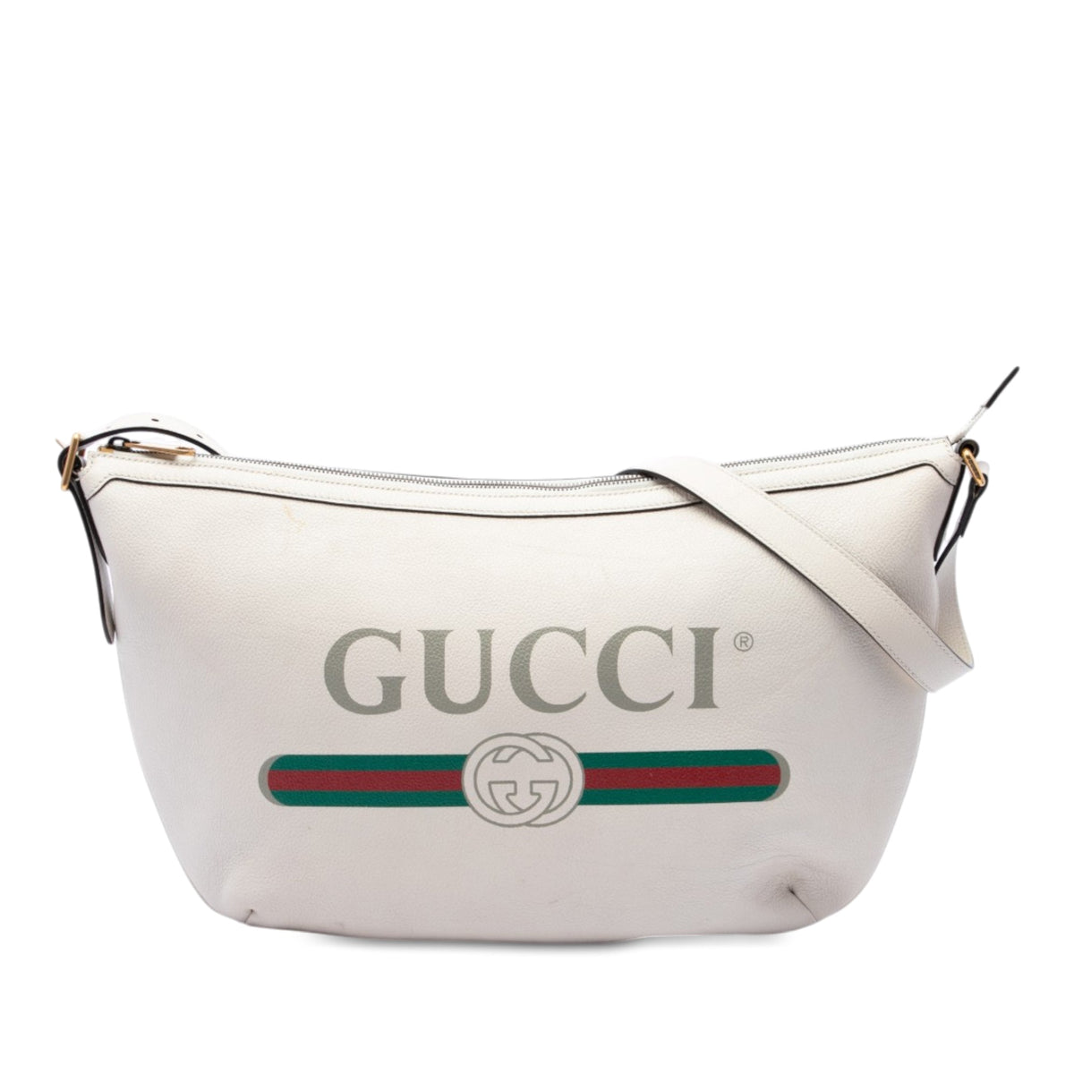 Gucci Grained Calfskin Logo Half Moon Crossbody