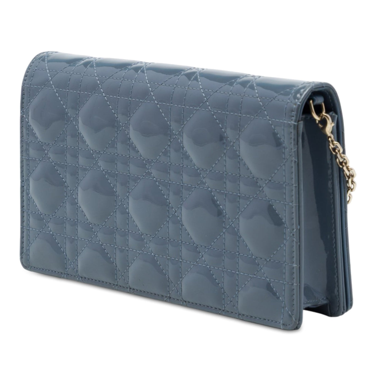 Dior Patent Cannage Lady Dior Pouch with Chain
