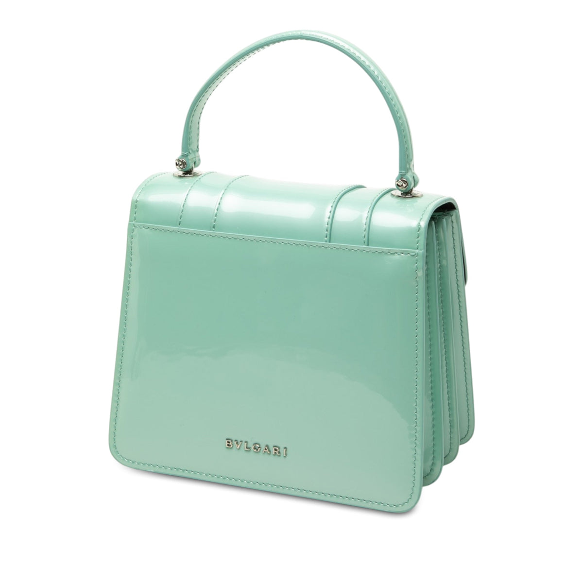 Bvlgari Small Patent Serpenti Forever Top Handle Satchel — Green