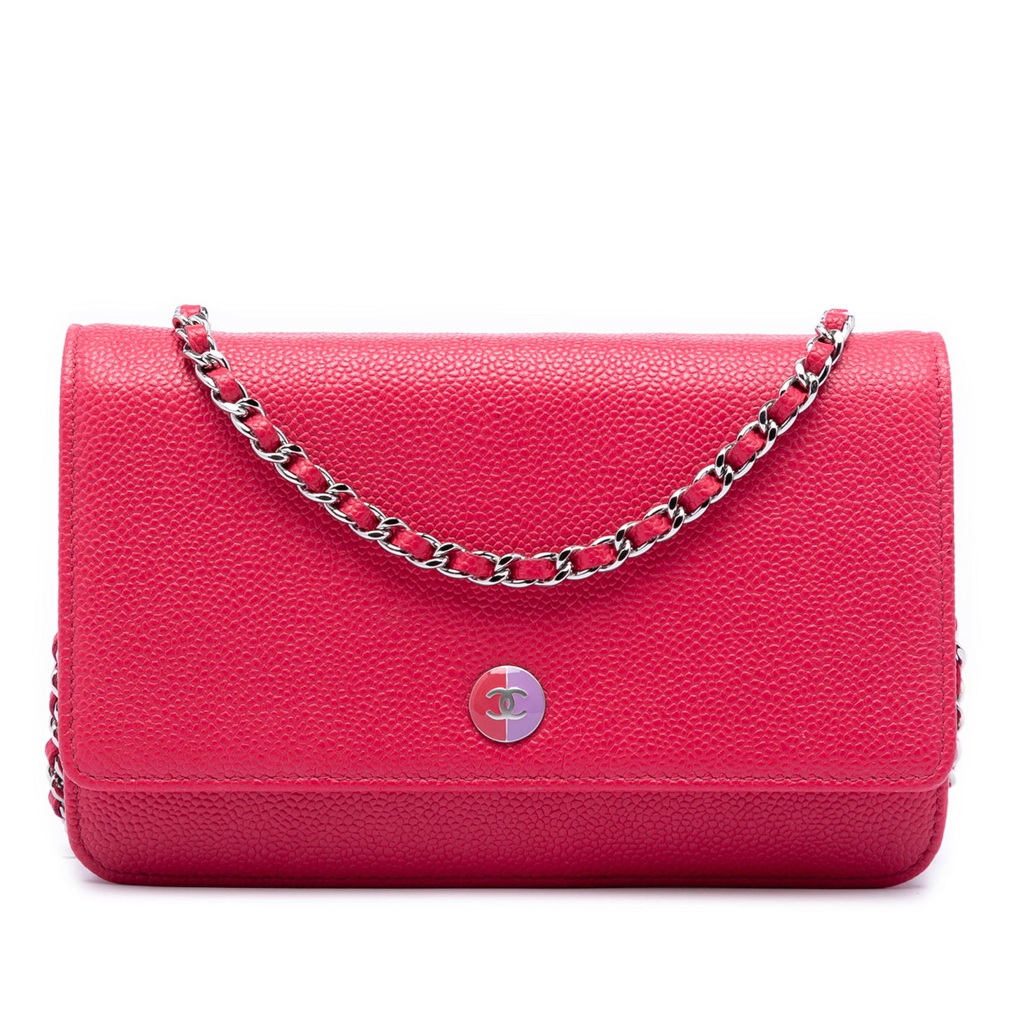 Chanel Caviar Bicolor CC Wallet On Chain