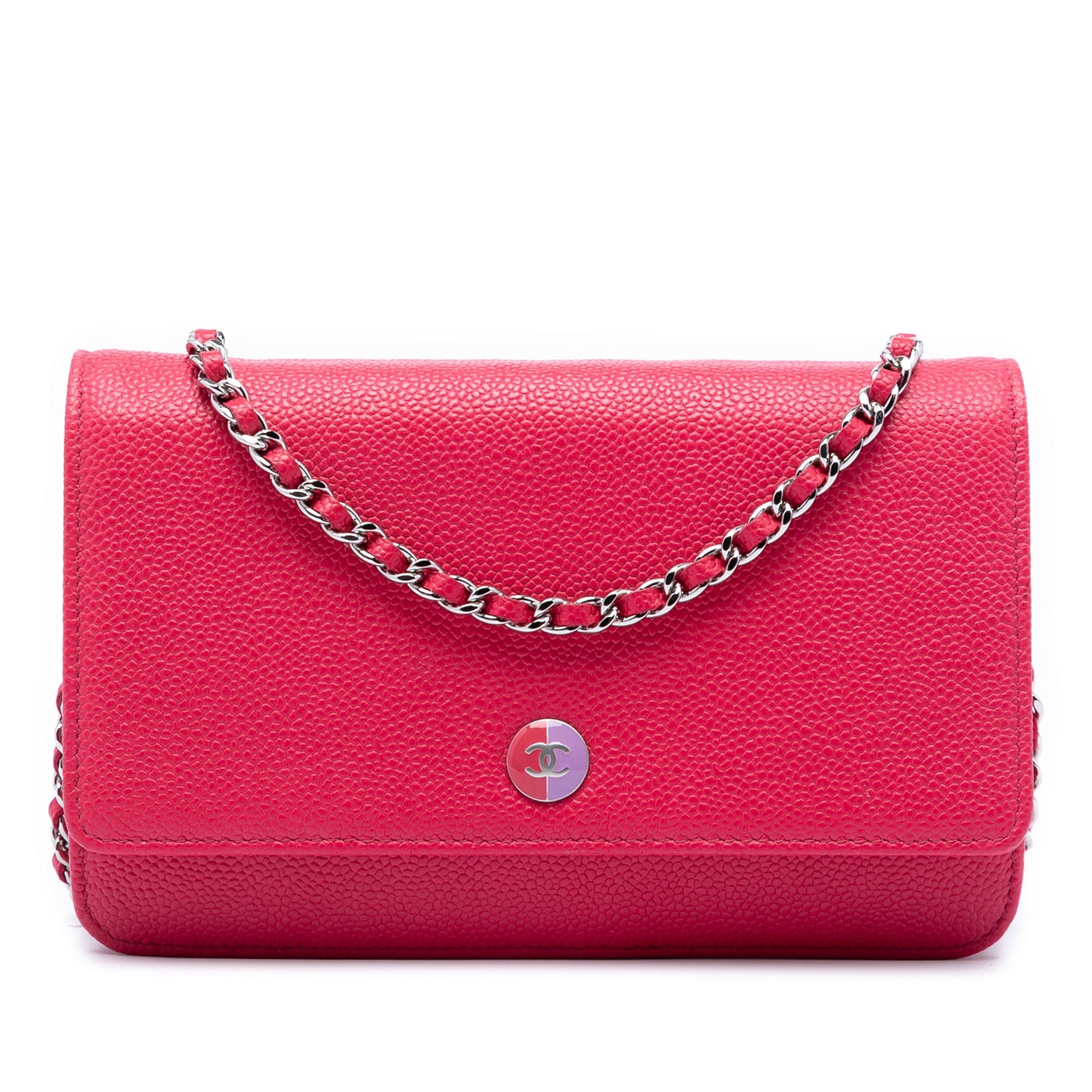 Chanel Caviar Bicolor CC Wallet On Chain