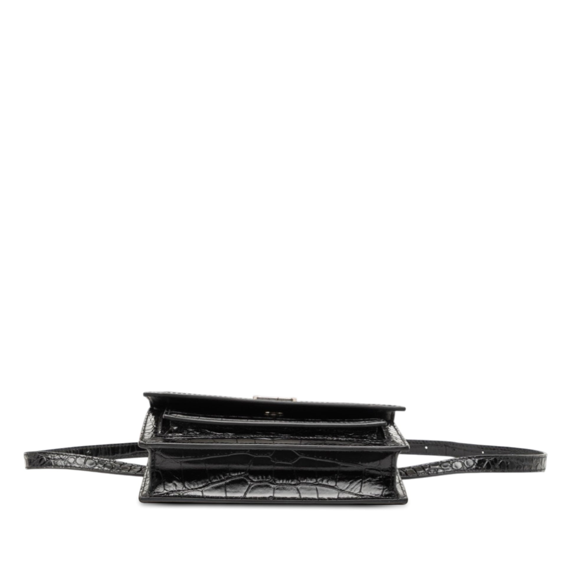 Croc Embossed Leather Sharp Belt Bag XS
