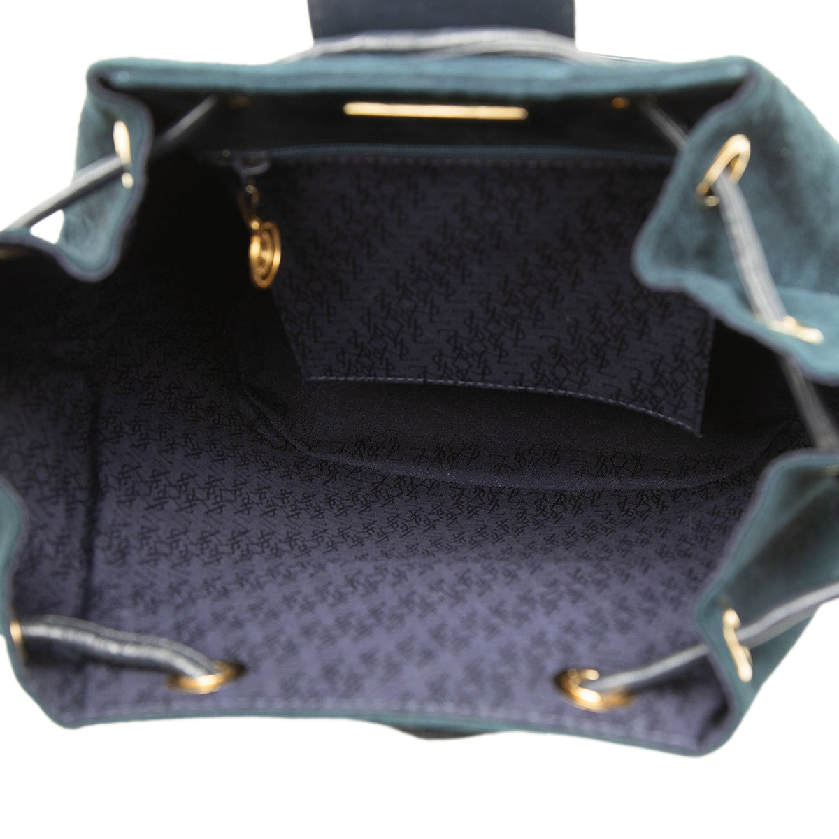 Saint Laurent Suede Medallion Bucket Bag — Blue