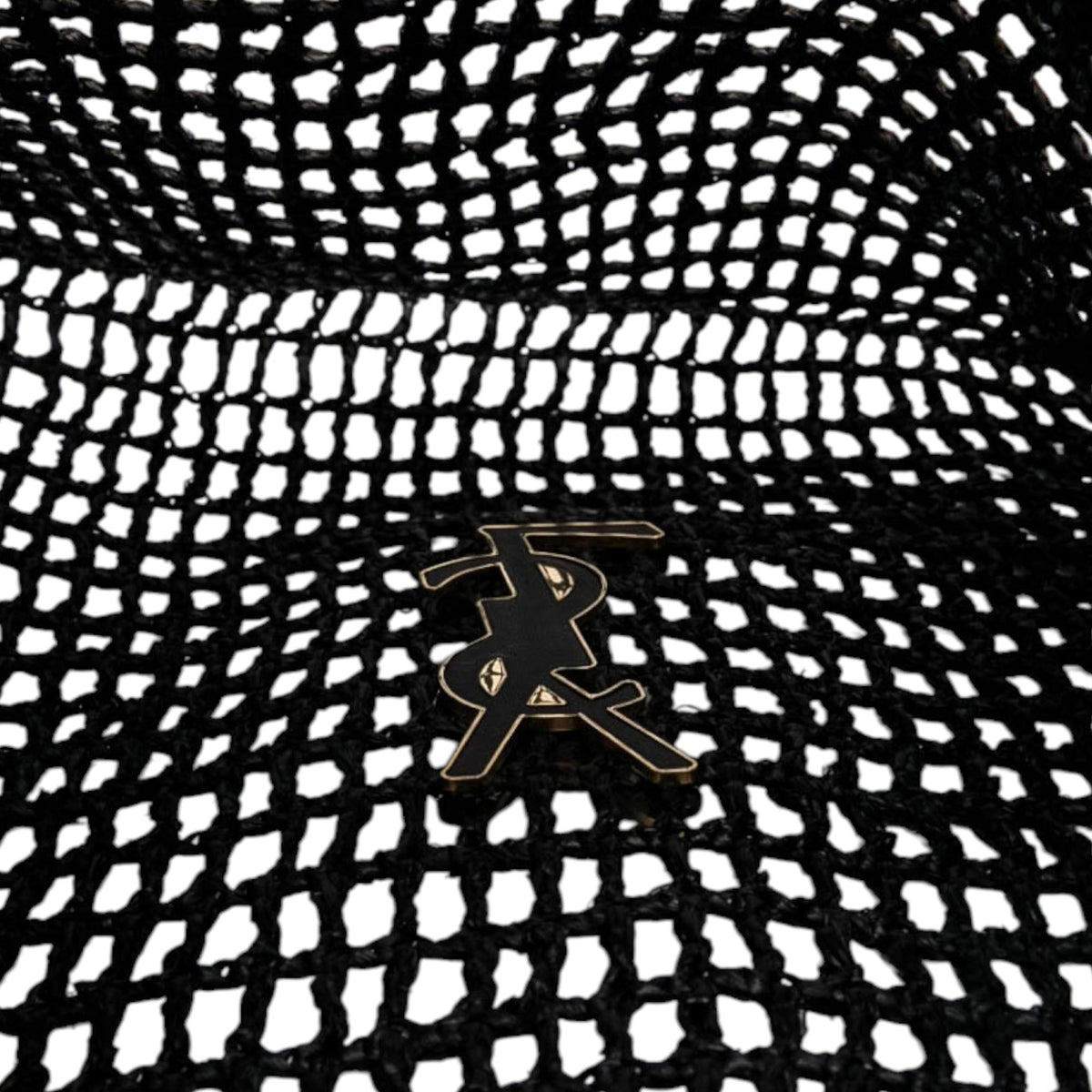 Saint Laurent Crochet Raffia Oxalis Shoulder Bag — Black