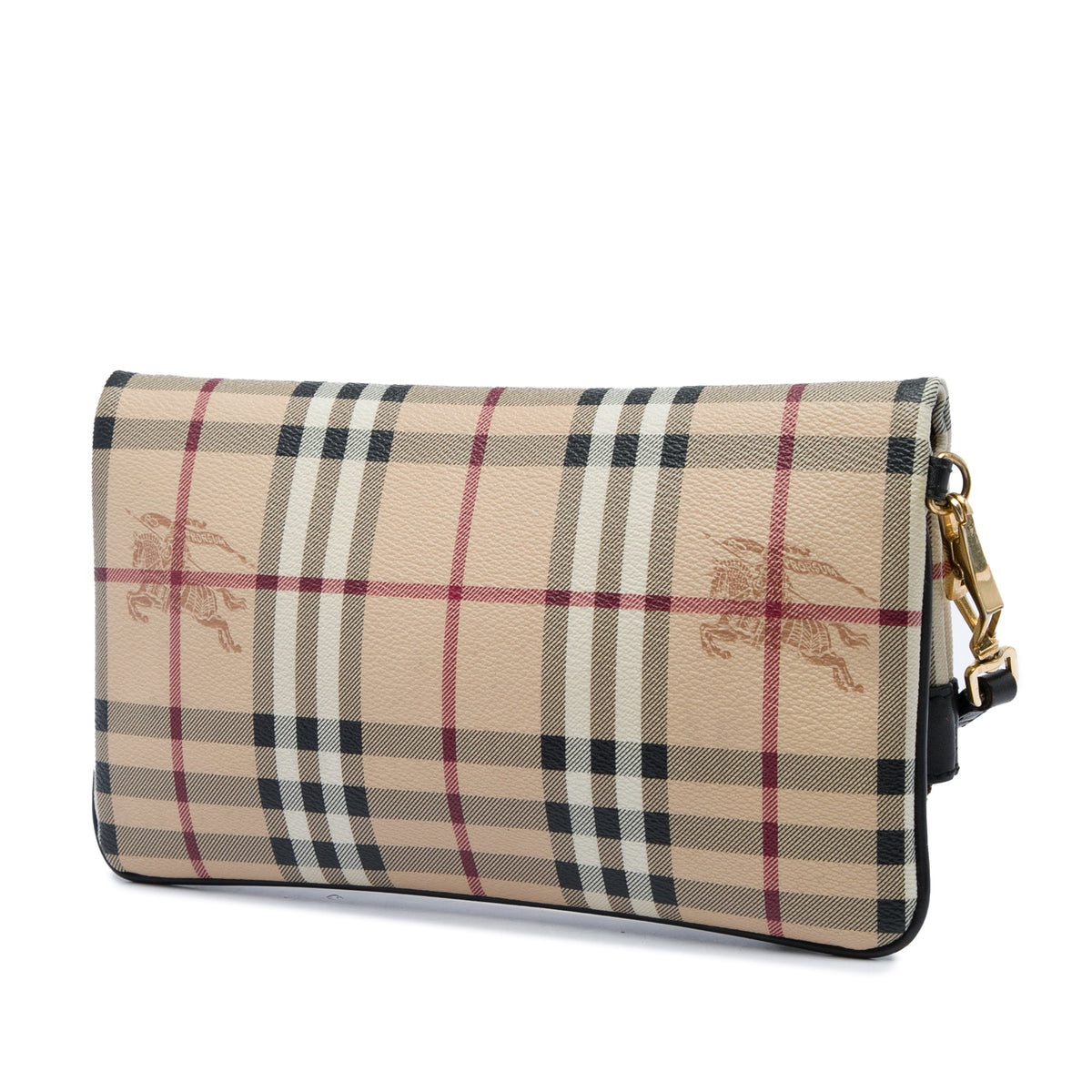 Burberry Haymarket Check Coated Canvas Adeline Fold over Clutch — Beige