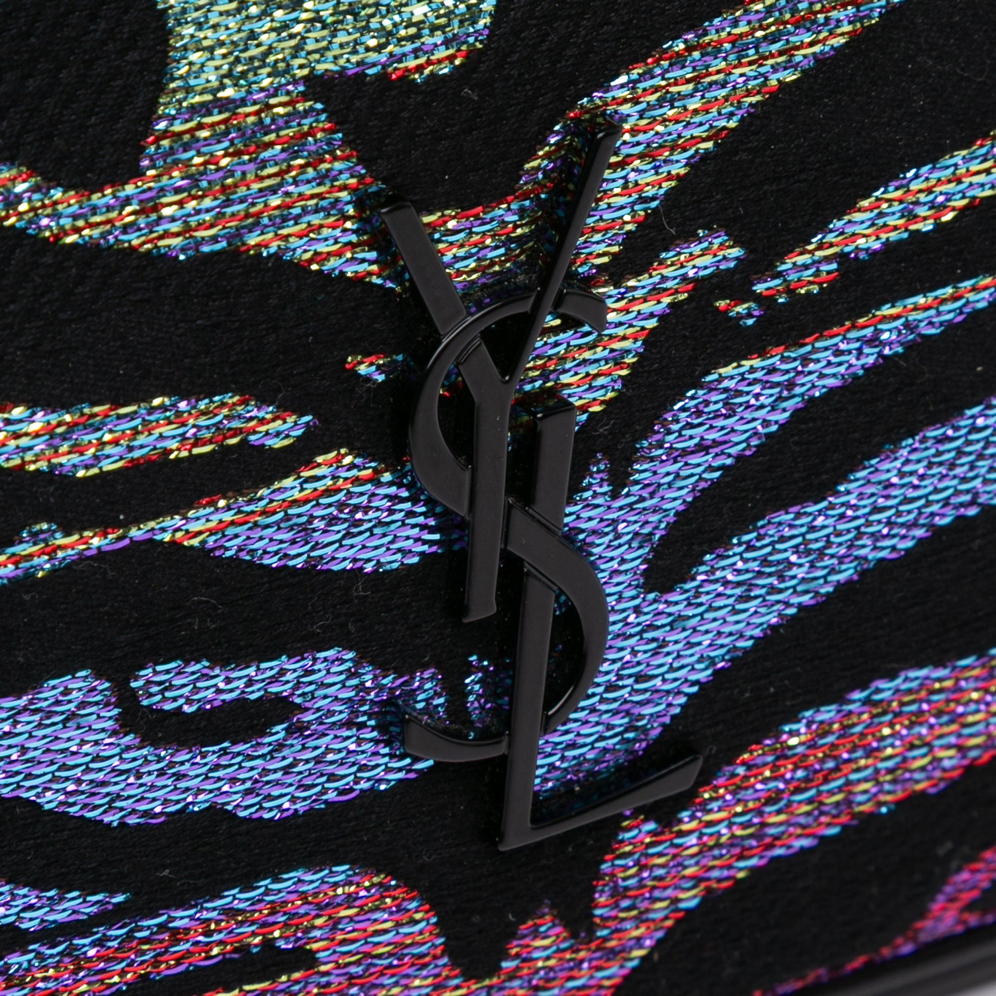 Saint Laurent Canvas Metallic Tiger Print Monogram Lou Camera Bag