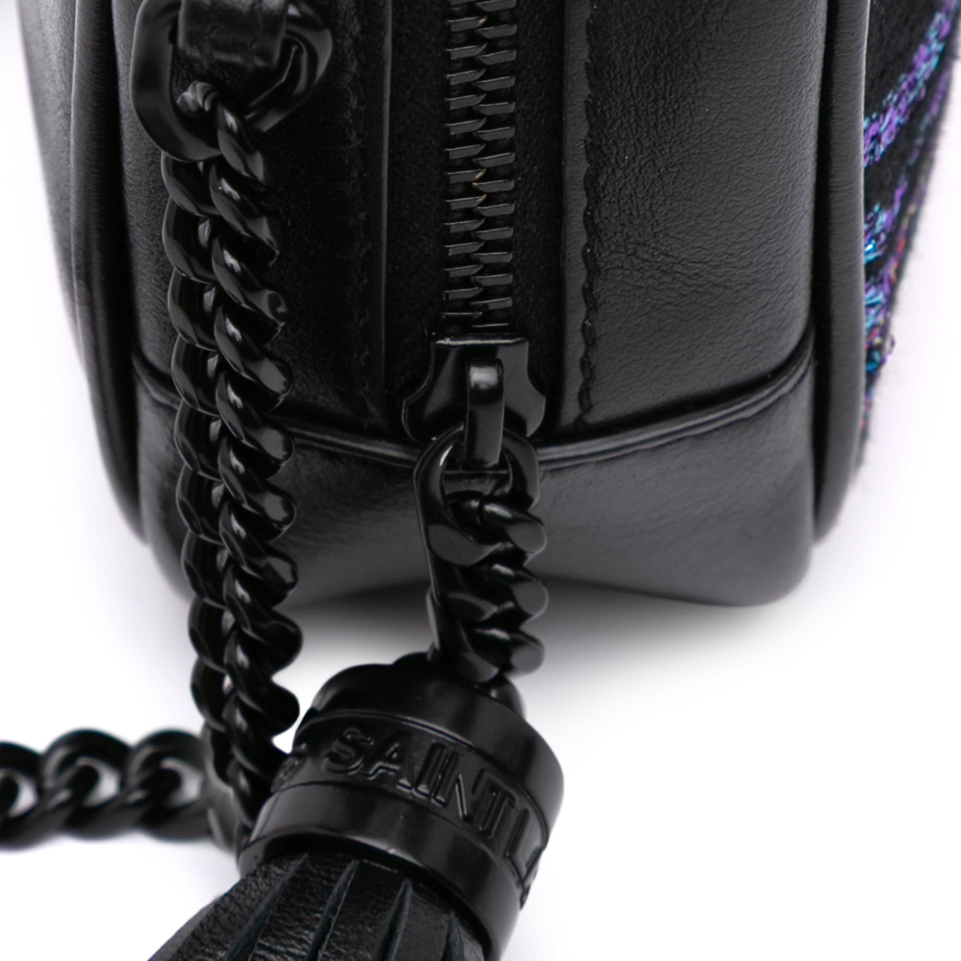 Saint Laurent Canvas Metallic Tiger Print Monogram Lou Camera Bag