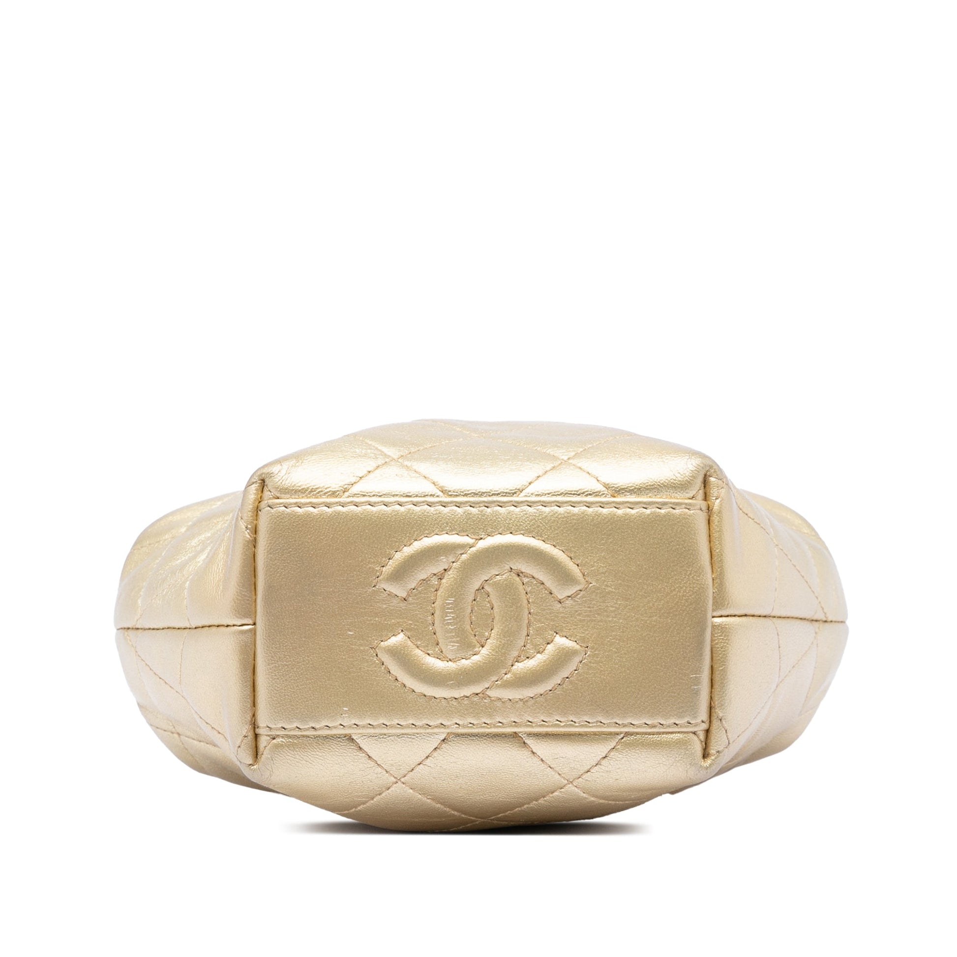 CC Metallic Quilted Lambskin Kisslock Frame Handbag