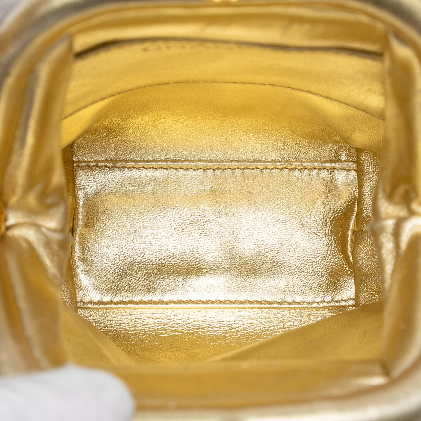 CC Metallic Quilted Lambskin Kisslock Frame Handbag