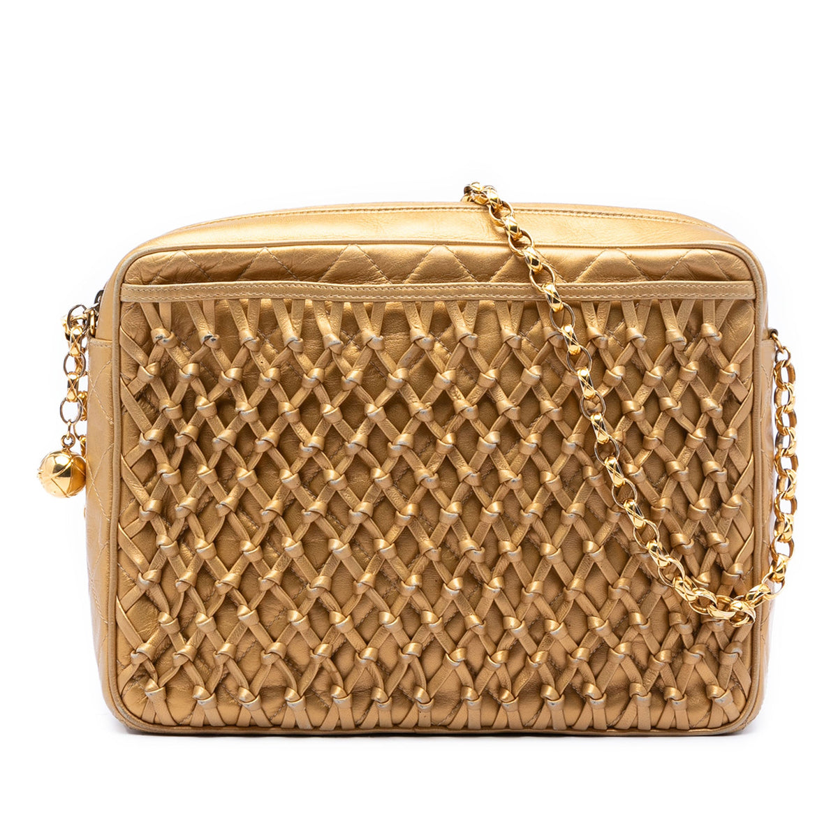 Chanel Metallic Woven Lambskin Chain Camera Bag