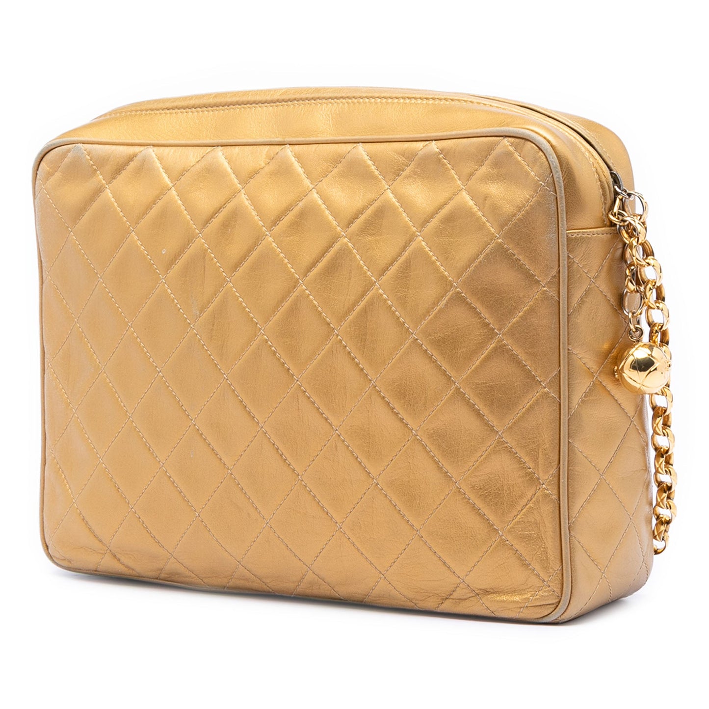Metallic Woven Lambskin Chain Camera Bag