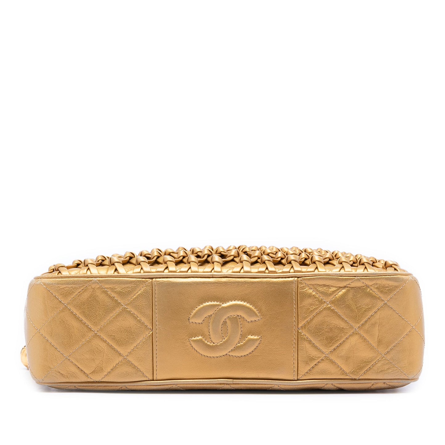 Metallic Woven Lambskin Chain Camera Bag