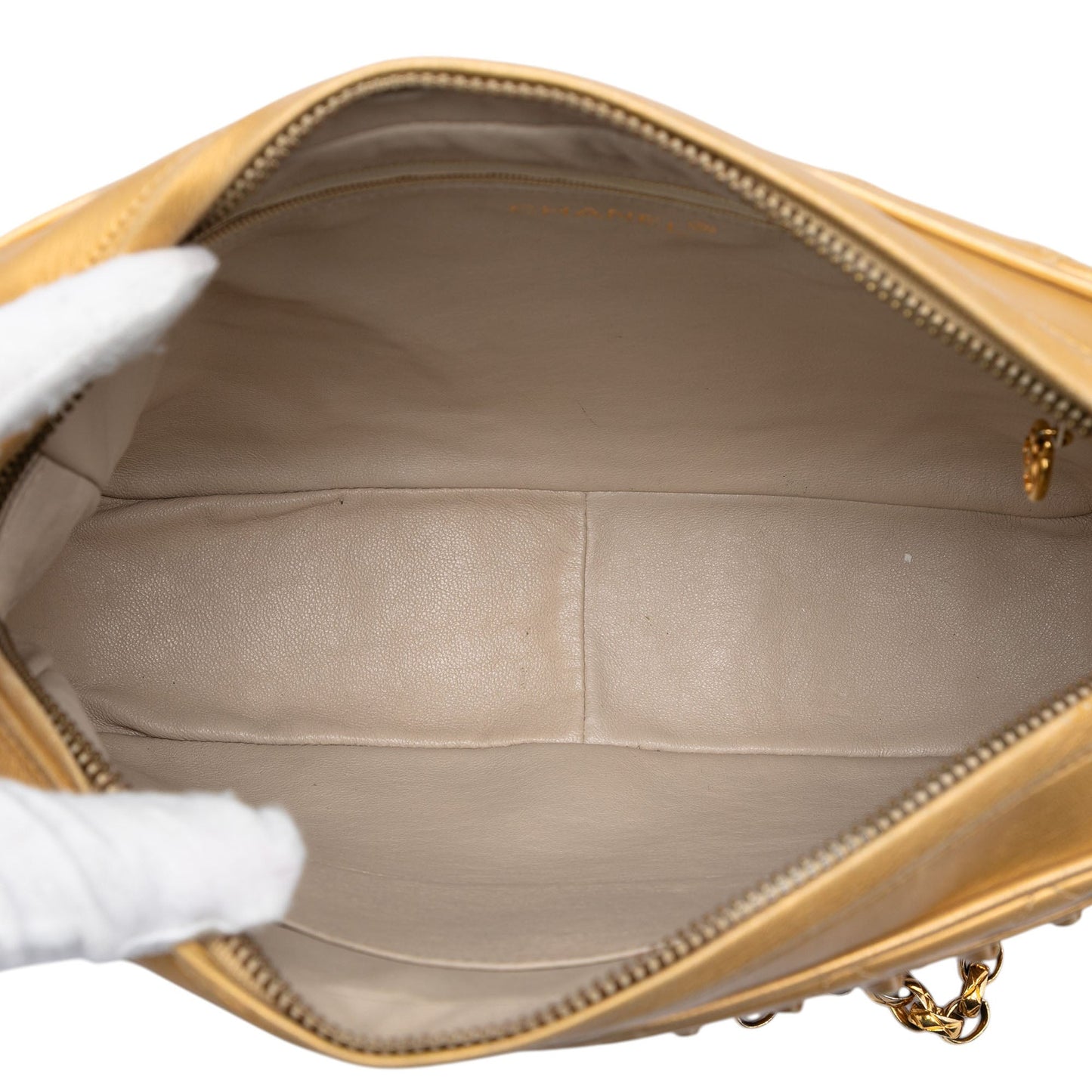 Metallic Woven Lambskin Chain Camera Bag