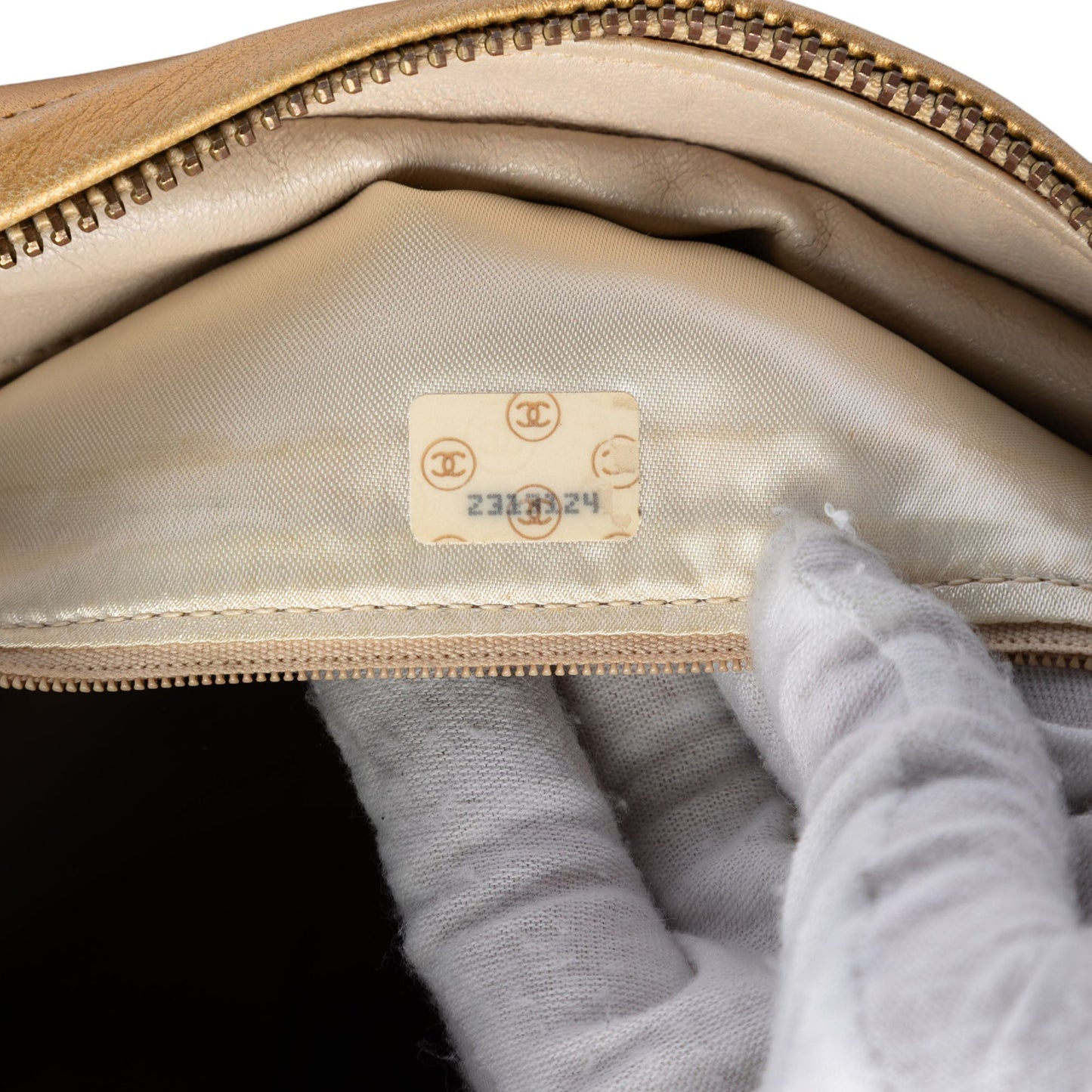 Metallic Woven Lambskin Chain Camera Bag