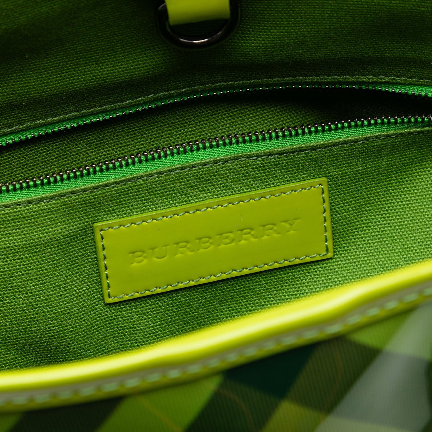 Burberry Patent Trimmed Supernova Check Coated Canvas Tote