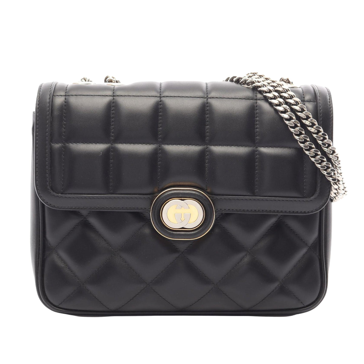 Gucci Small Calfskin Deco Shoulder Bag — Black