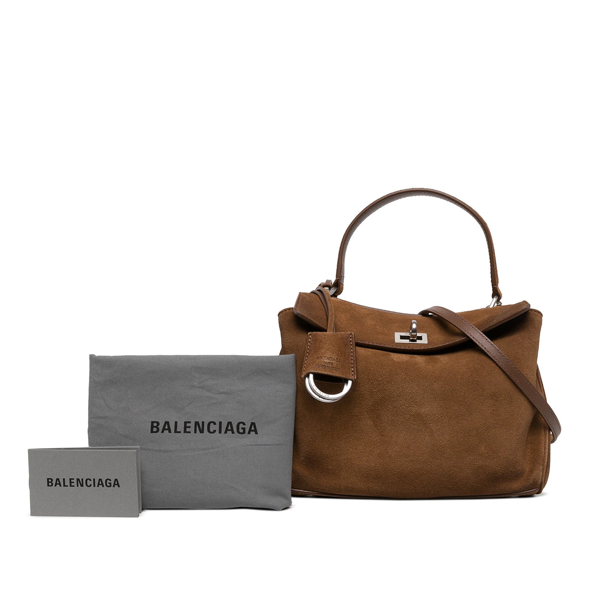 Balenciaga Mini Suede Rodeo Satchel — Brown