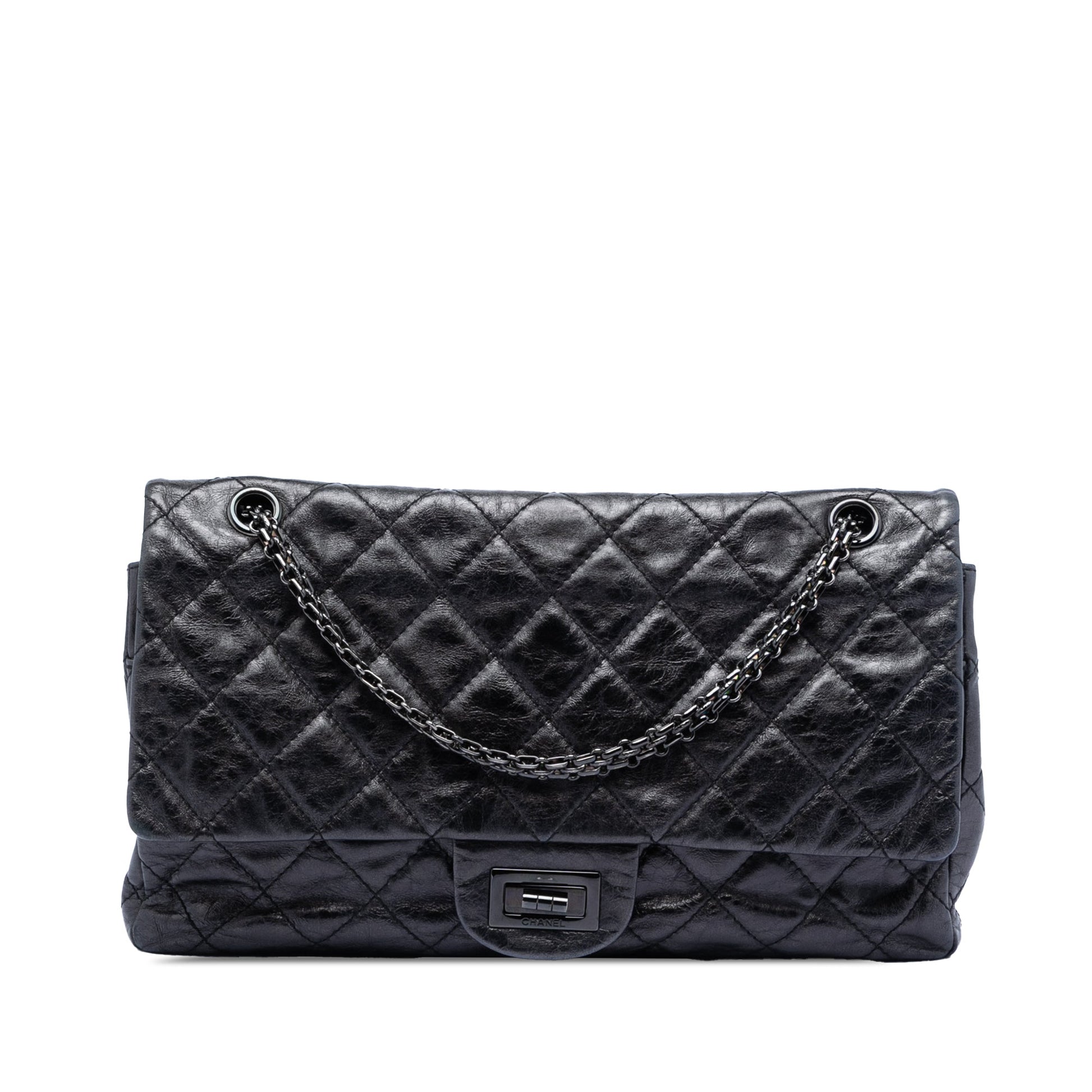 Quilted Aged Calfskin So Black Reissue 2.55 Double Flap 227