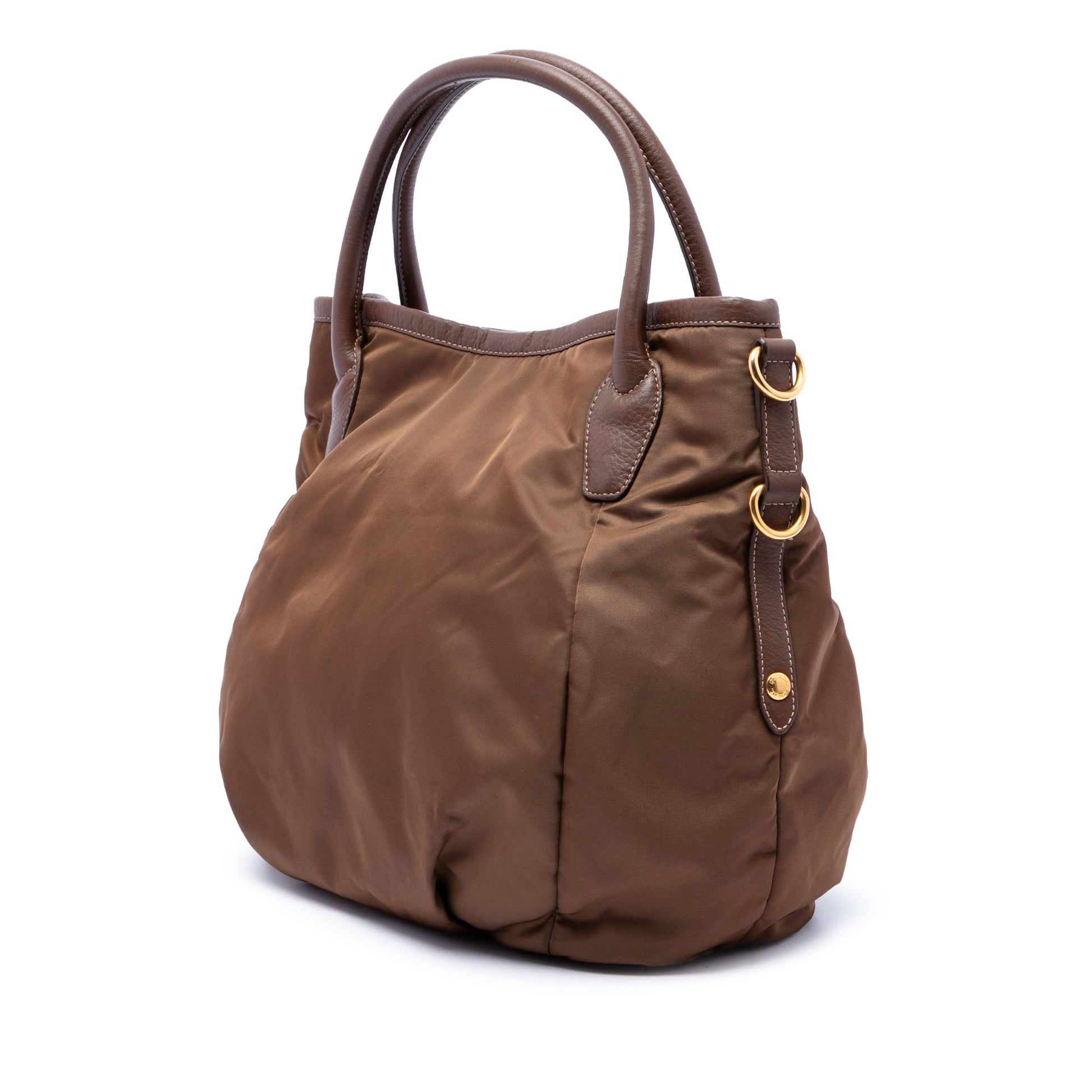 Prada Vitello Daino Trimmed Tessuto Satchel