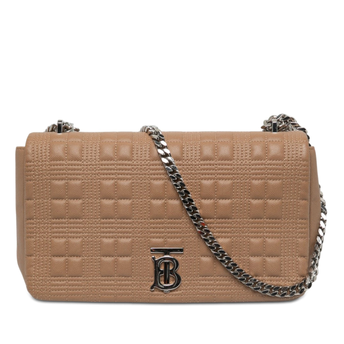 Burberry Medium Quilted Lambskin Lola Crossbody — Brown