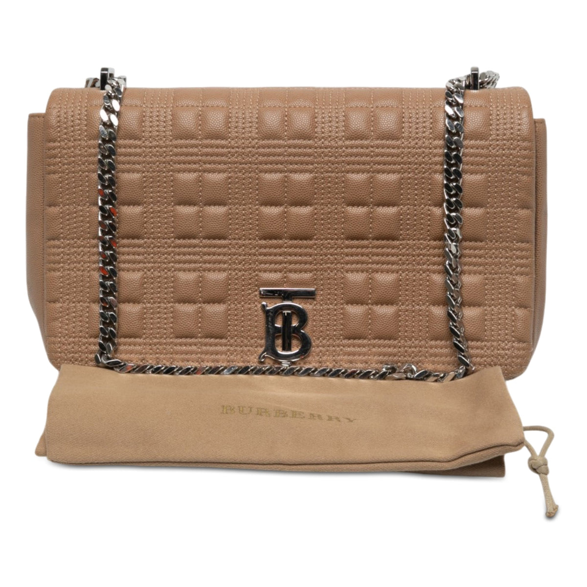 Burberry Medium Quilted Lambskin Lola Crossbody — Brown