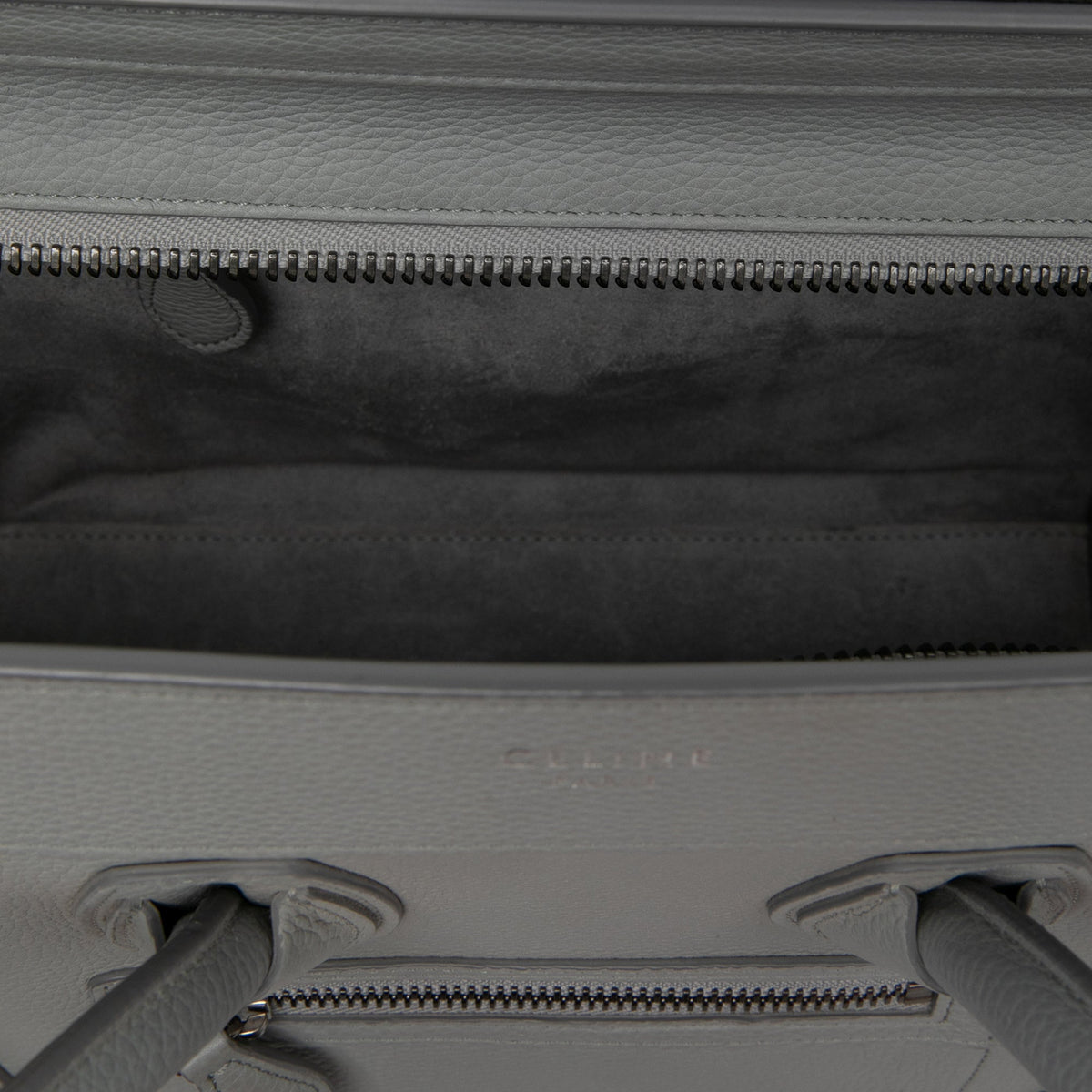 Celine Micro Calfskin Luggage Tote — Gray
