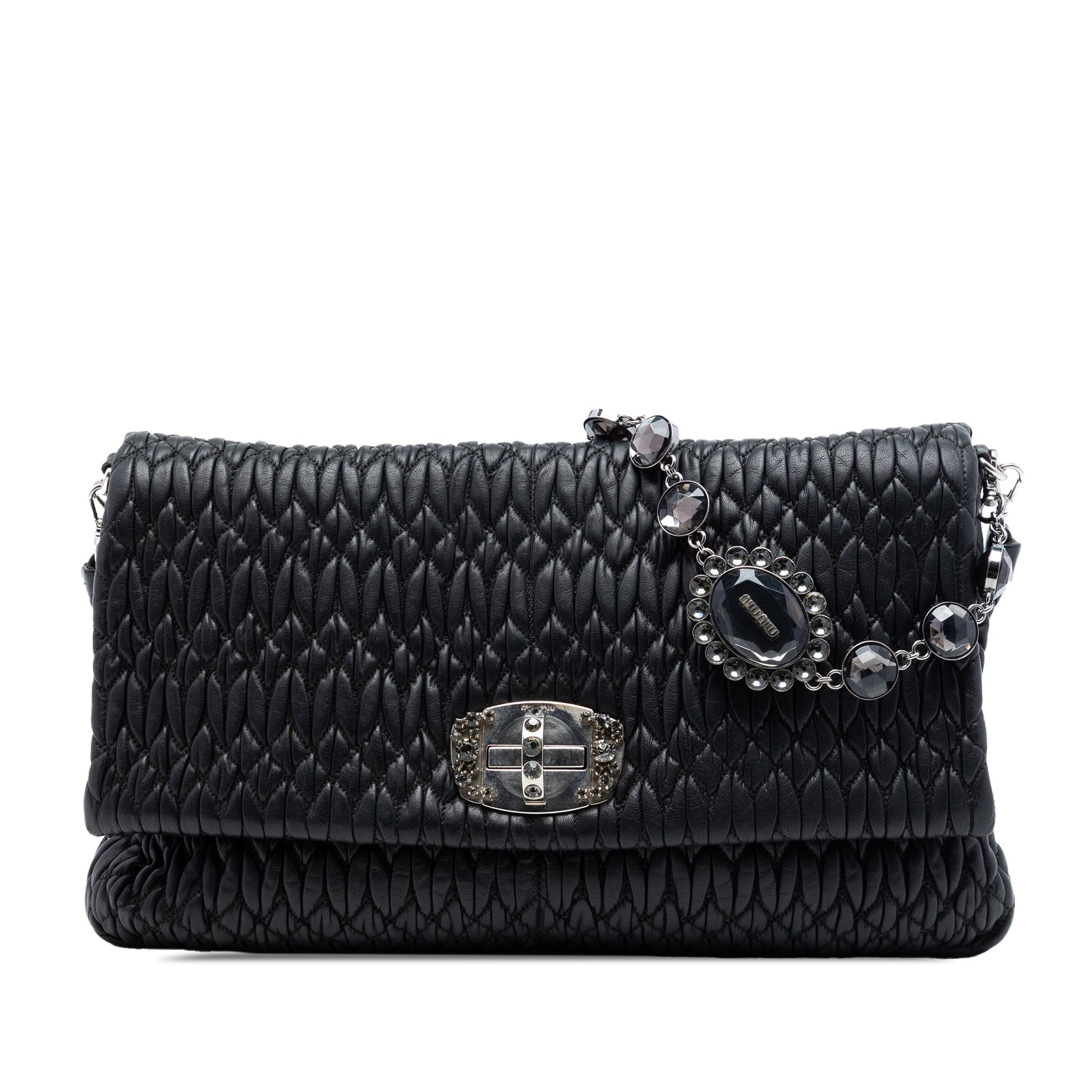 Miu Miu Large Matelasse Nappa Crystal Satchel