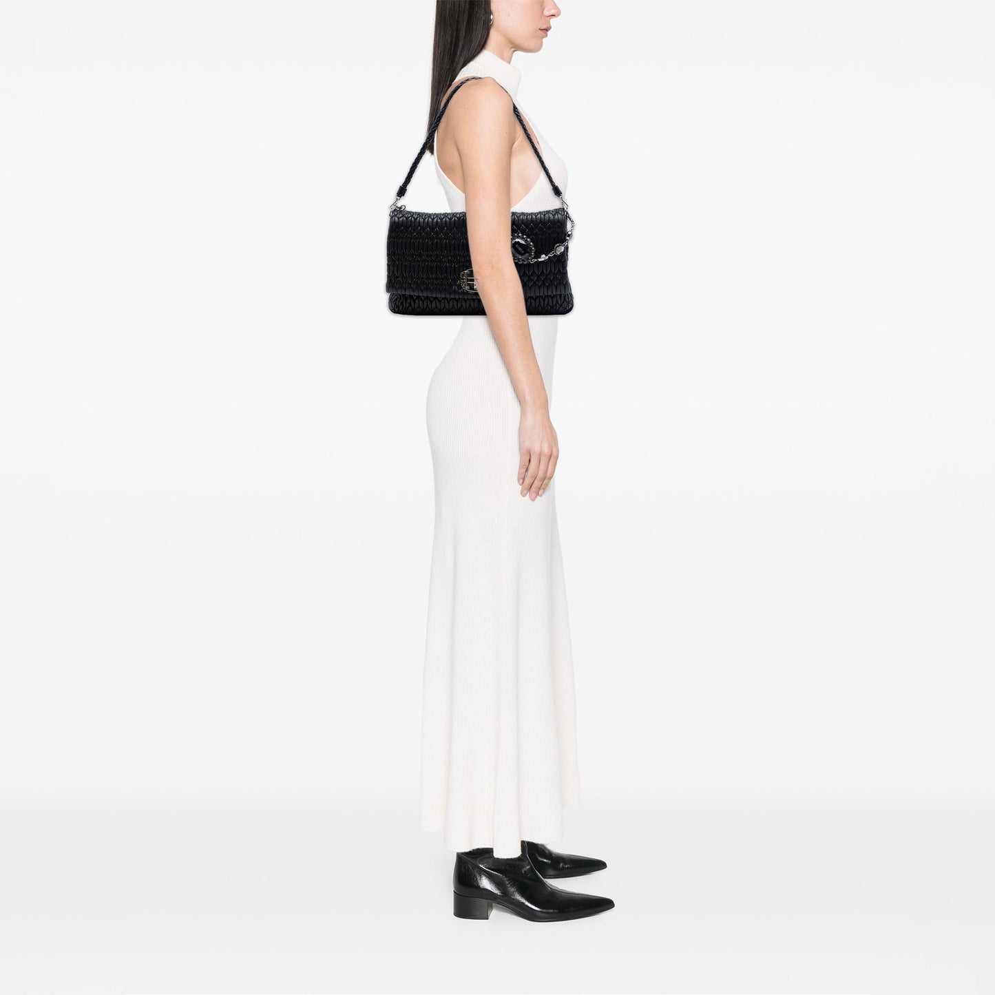 Miu Miu Large Matelasse Nappa Crystal Satchel