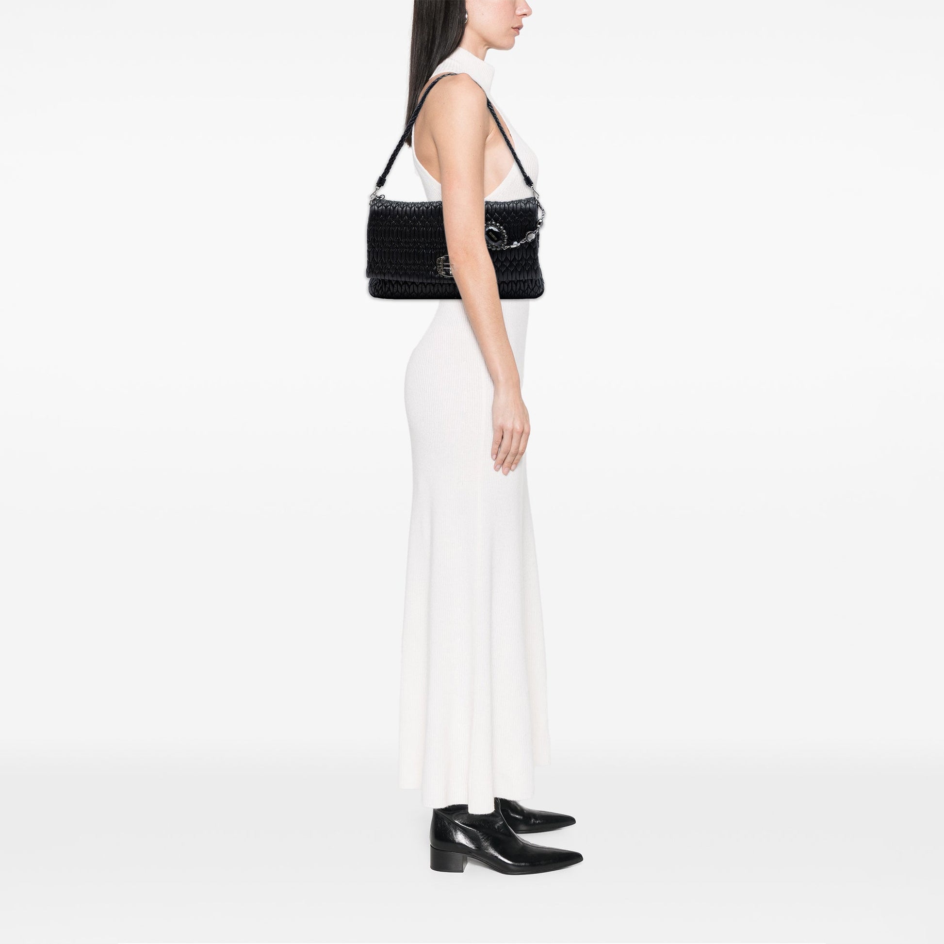 Miu Miu Large Matelasse Nappa Crystal Satchel