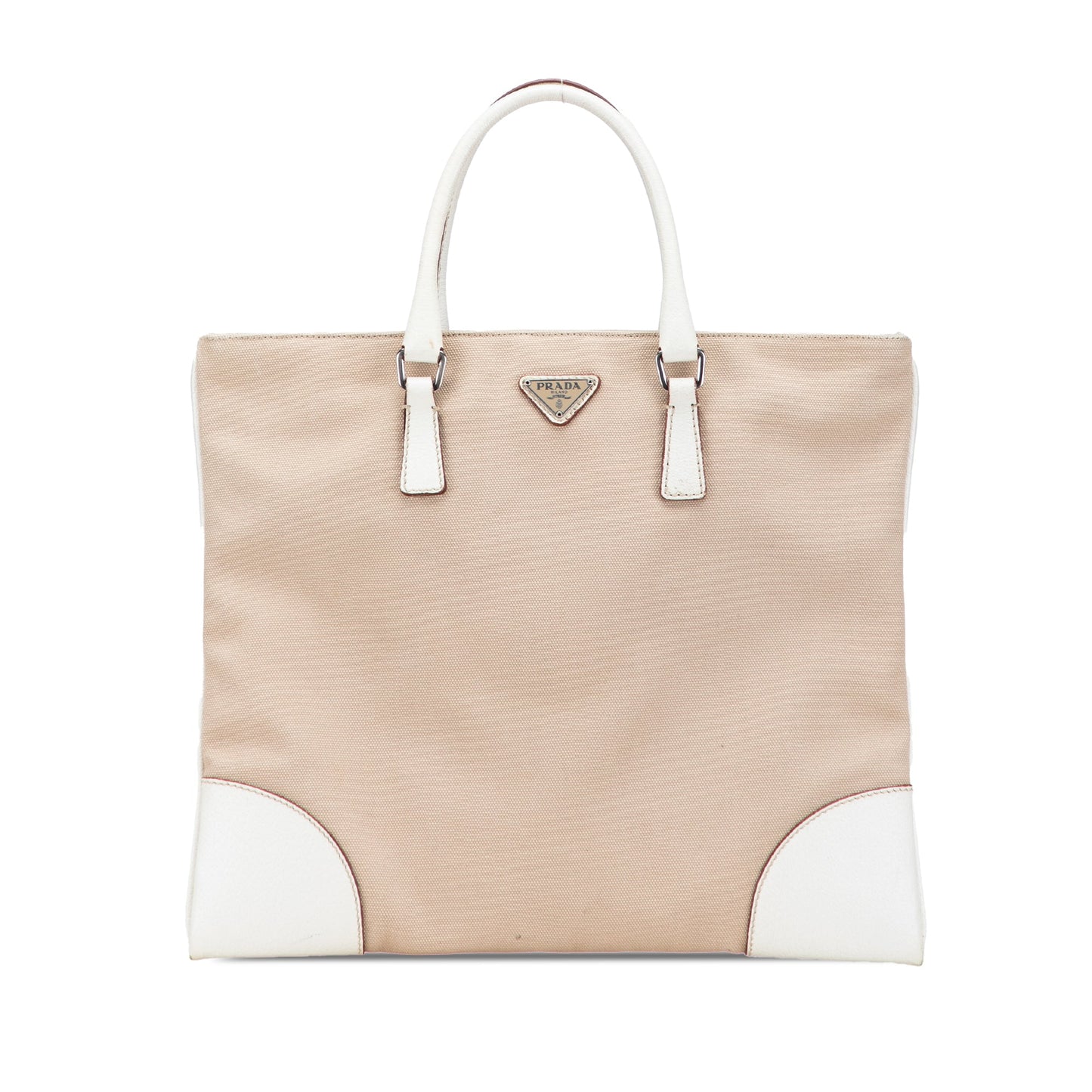 Prada Cinghiale Trimmed Canvas Canapa Tote