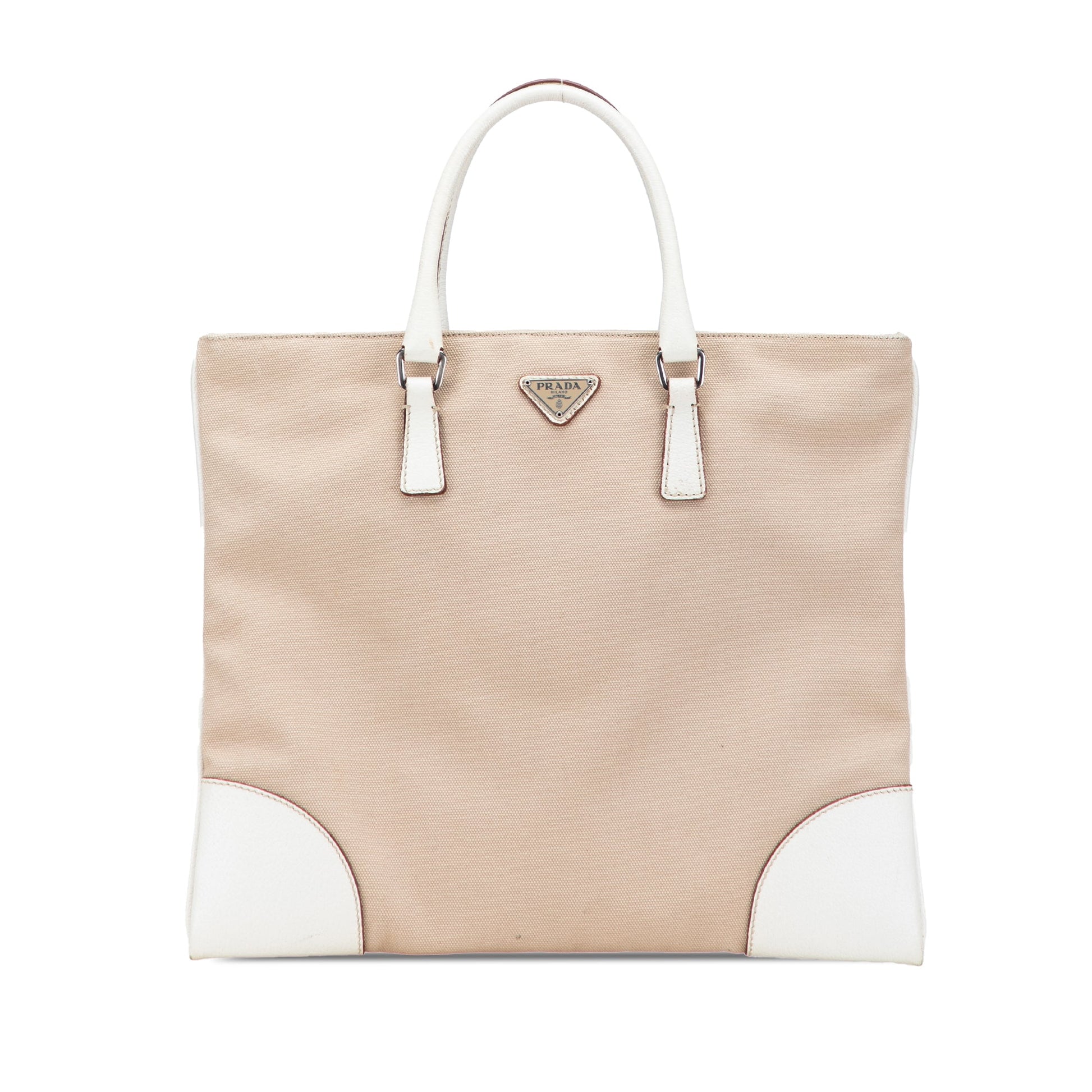 Prada Cinghiale Trimmed Canvas Canapa Tote