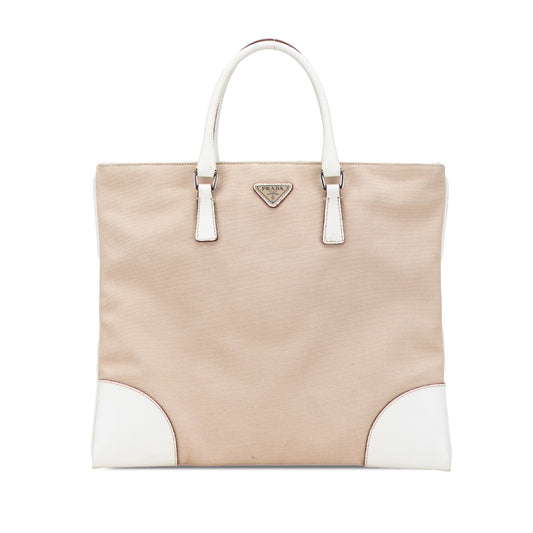 Prada Cinghiale Trimmed Canvas Canapa Tote