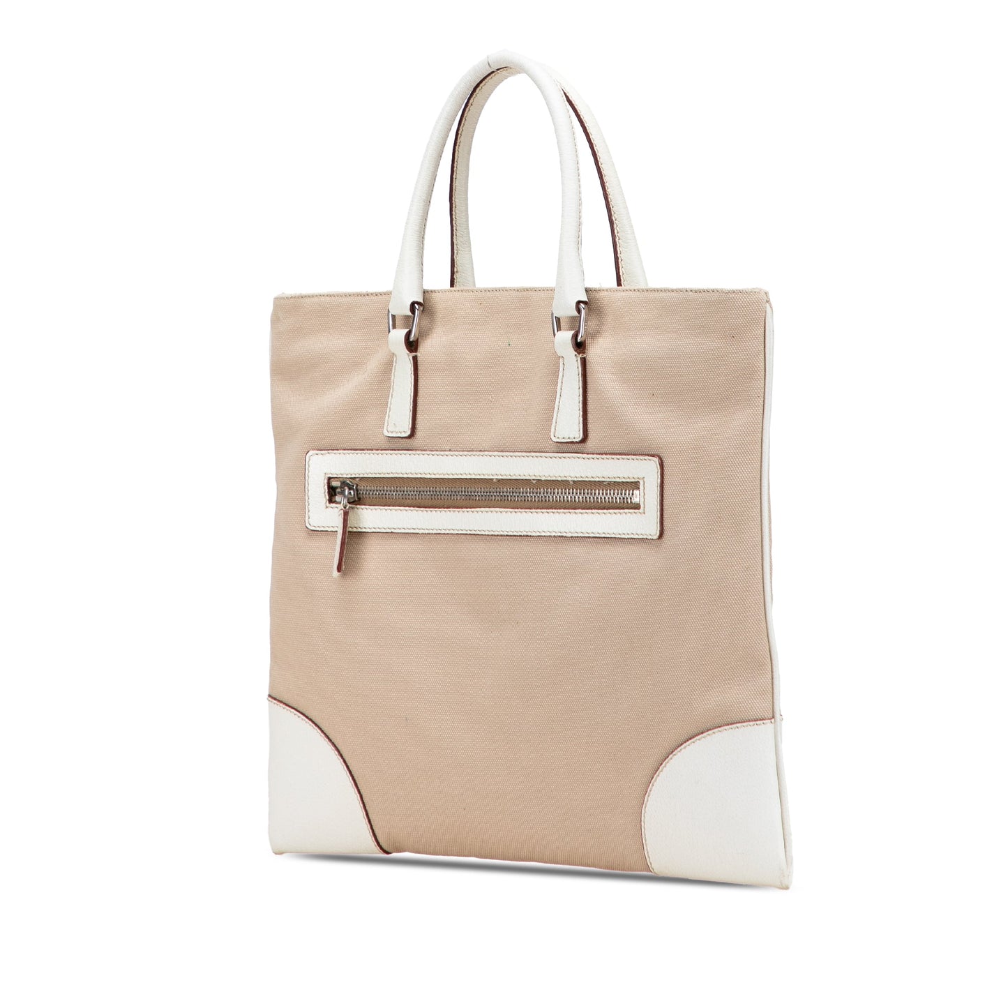 Prada Cinghiale Trimmed Canvas Canapa Tote