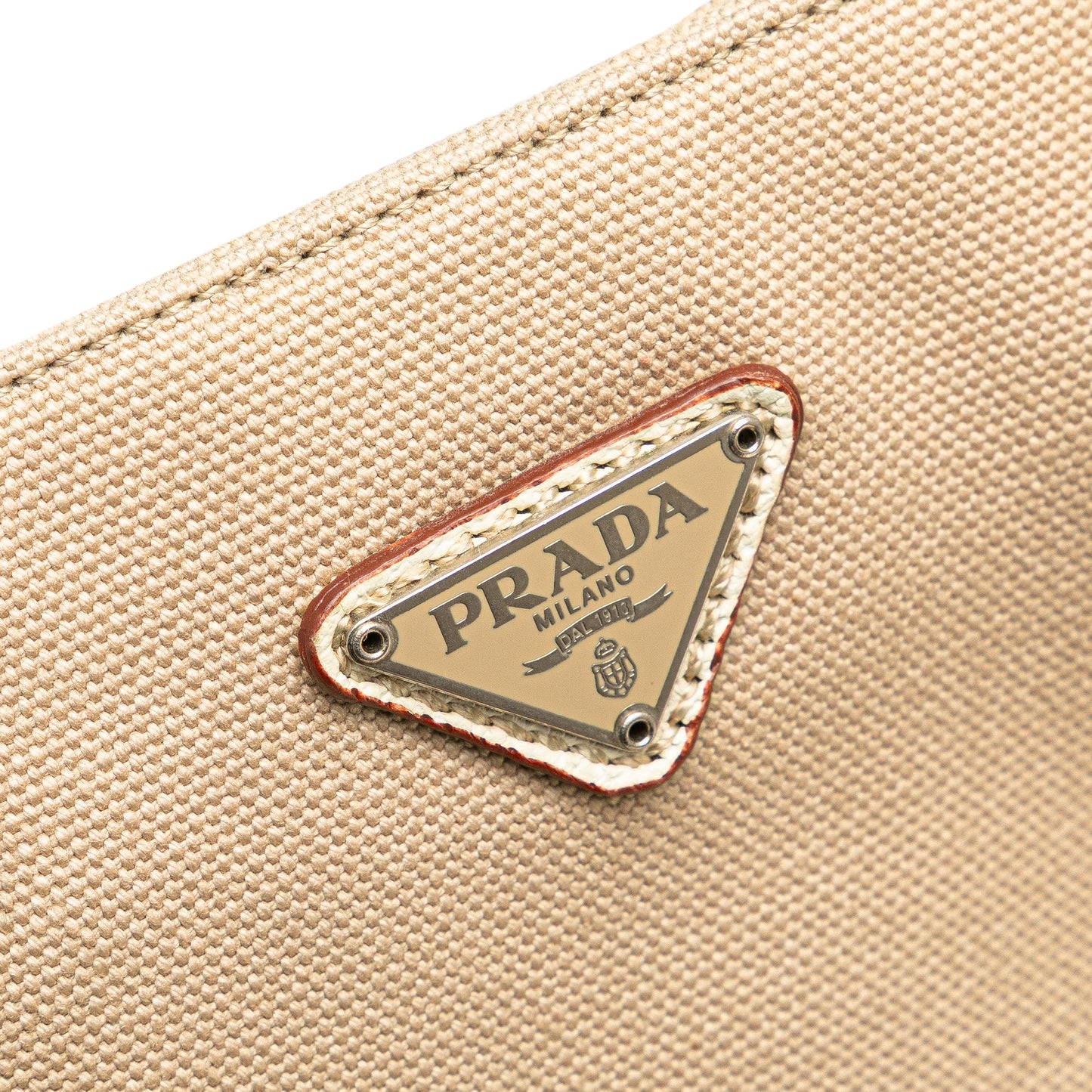 Prada Cinghiale Trimmed Canvas Canapa Tote