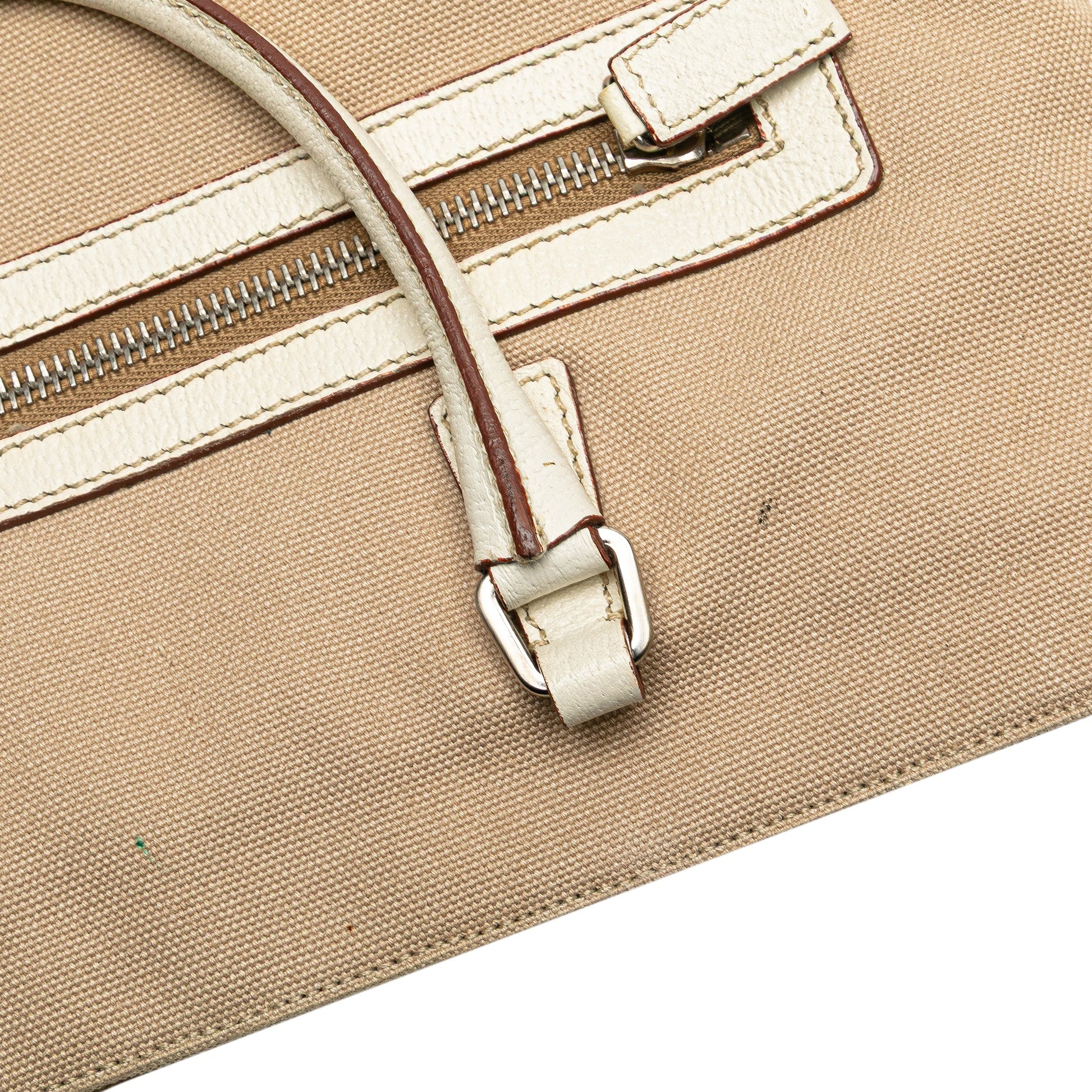Prada Cinghiale Trimmed Canvas Canapa Tote