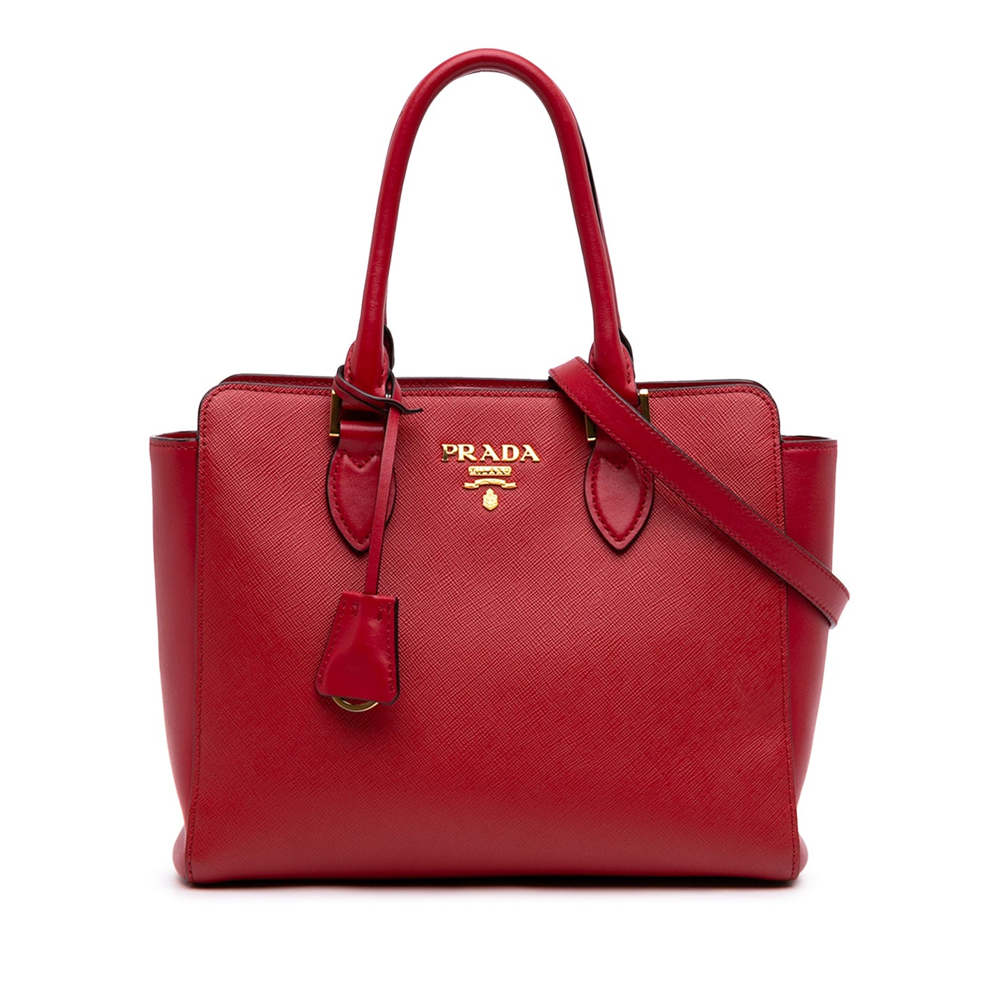 Prada Soft Calf Trimmed Saffiano Convertible Tote