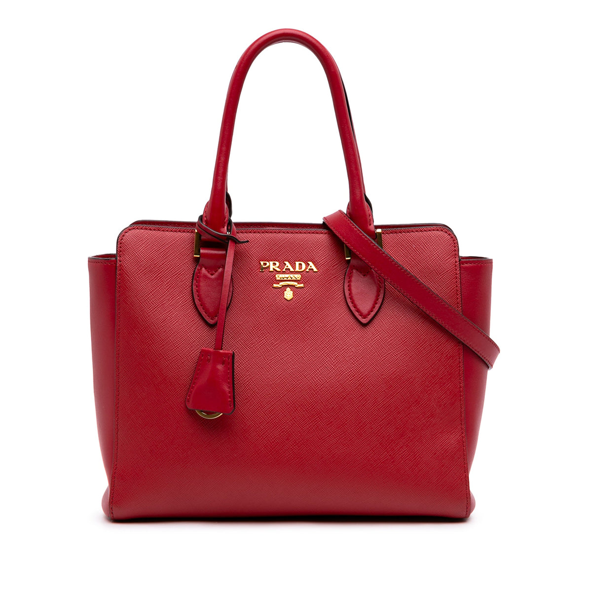 Prada Soft Calf Trimmed Saffiano Convertible Tote