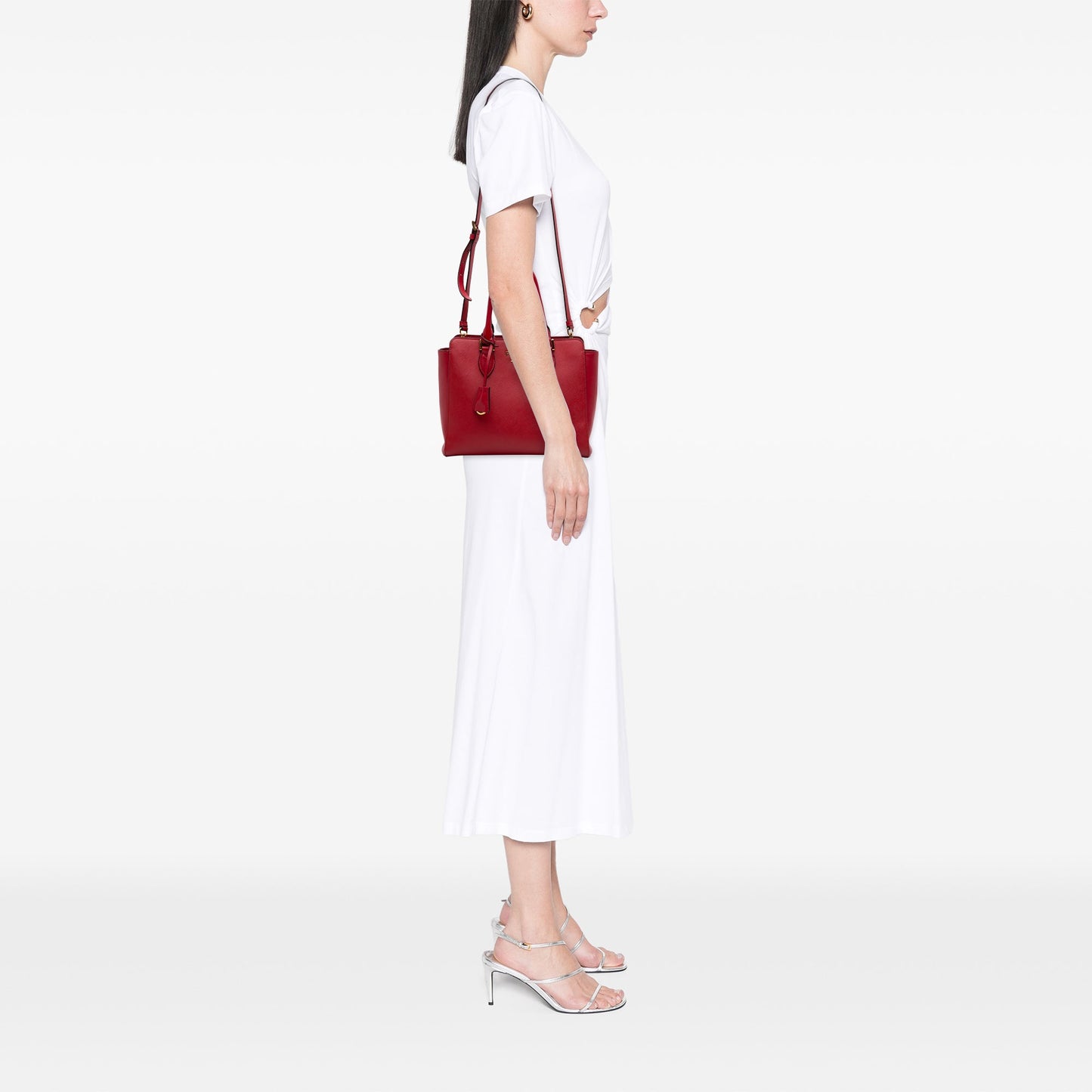 Prada Soft Calf Trimmed Saffiano Convertible Tote