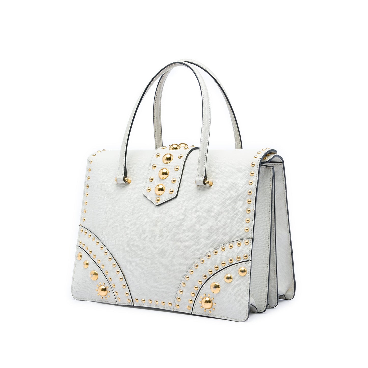 Prada Studded Saffiano Turnlock Handbag