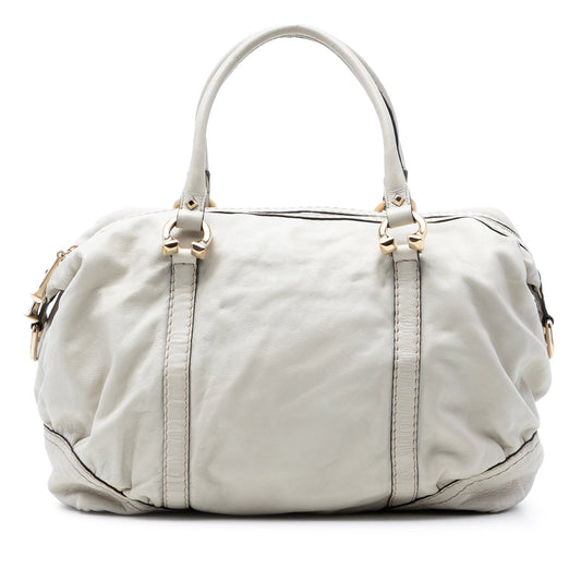 Leather Horsebit Nail Boston Bag
