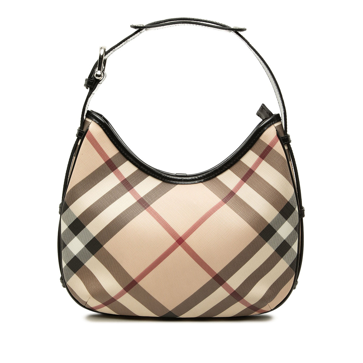 Burberry Small Supernova Check Coated Canvas Barton Hobo — Beige