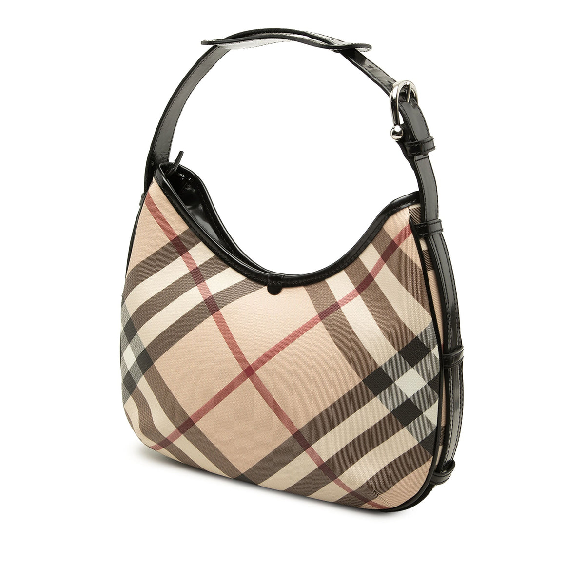 Burberry Small Supernova Check Coated Canvas Barton Hobo — Beige