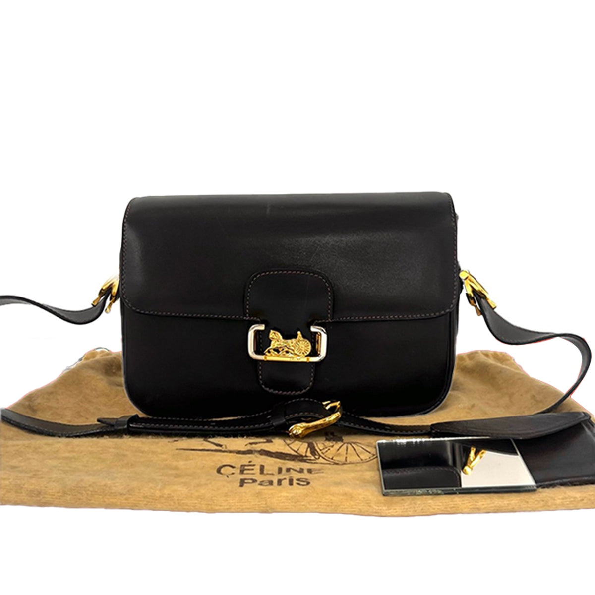 Celine Leather Horse Carriage Shoulder Bag