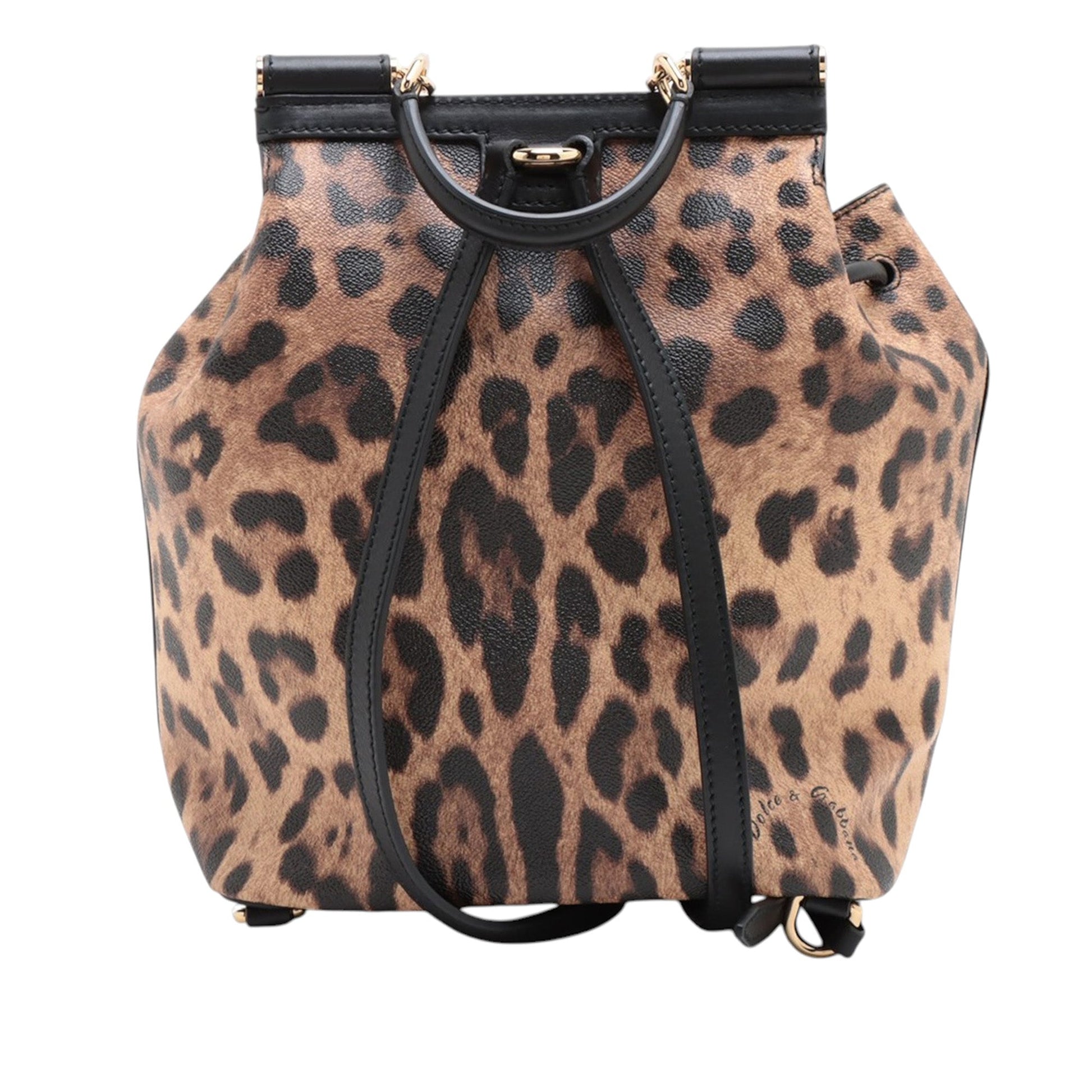 Dolce & Gabbana Leopard Print Leather Dauphine Miss Sicily Backpack