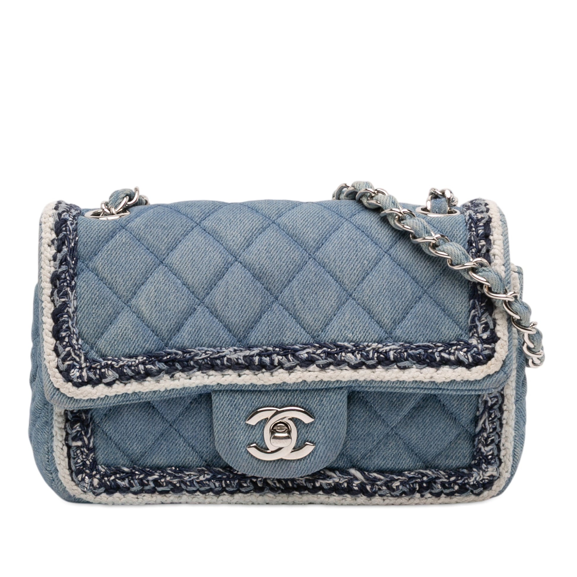 Chanel Mini Rectangular Classic Denim Braided Single Flap