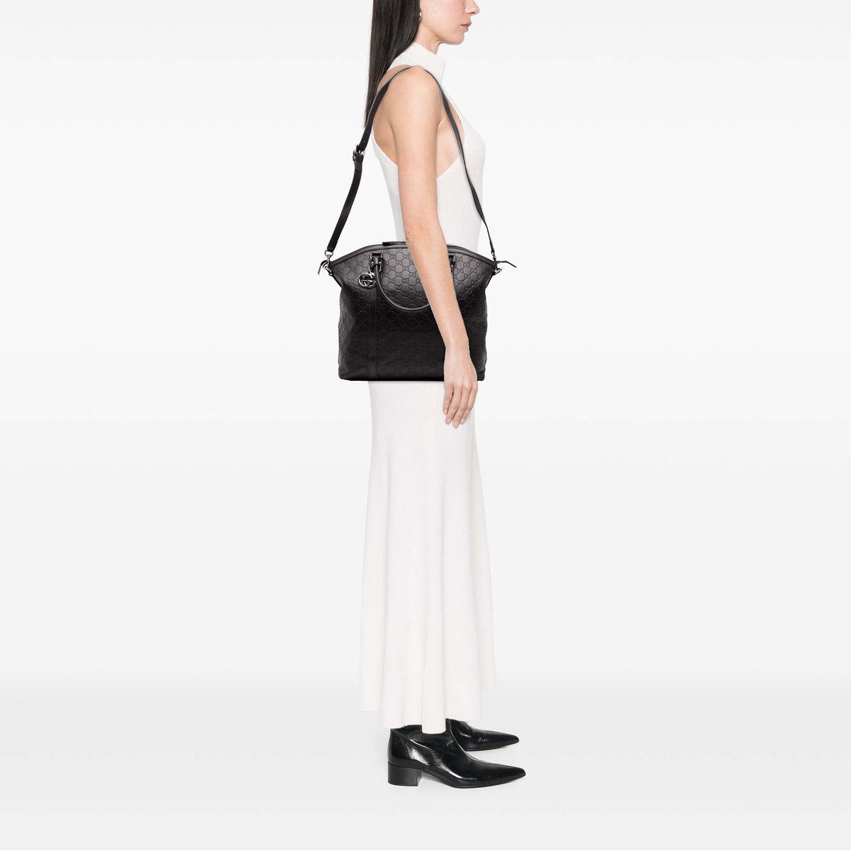 Gucci Large Microguccissima GG Charm Dome Satchel — Black