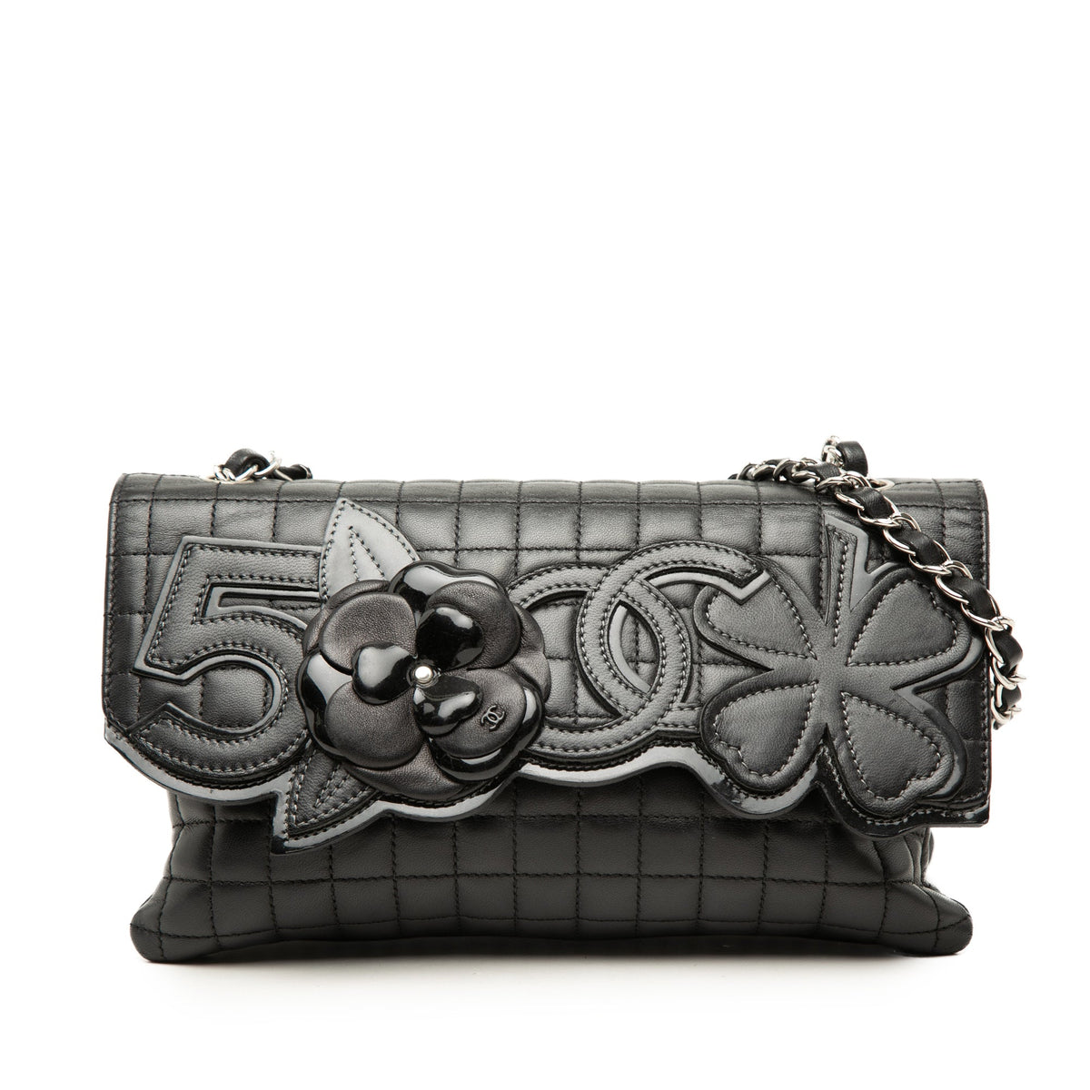 Chanel CC Chocolate Bar Lambskin No 5 Camellia Shoulder Bag