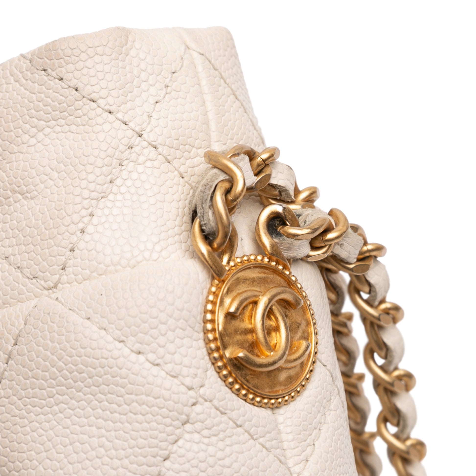 Chanel Mini Quilted Caviar Twist Your Buttons Drawstring Bucket Bag