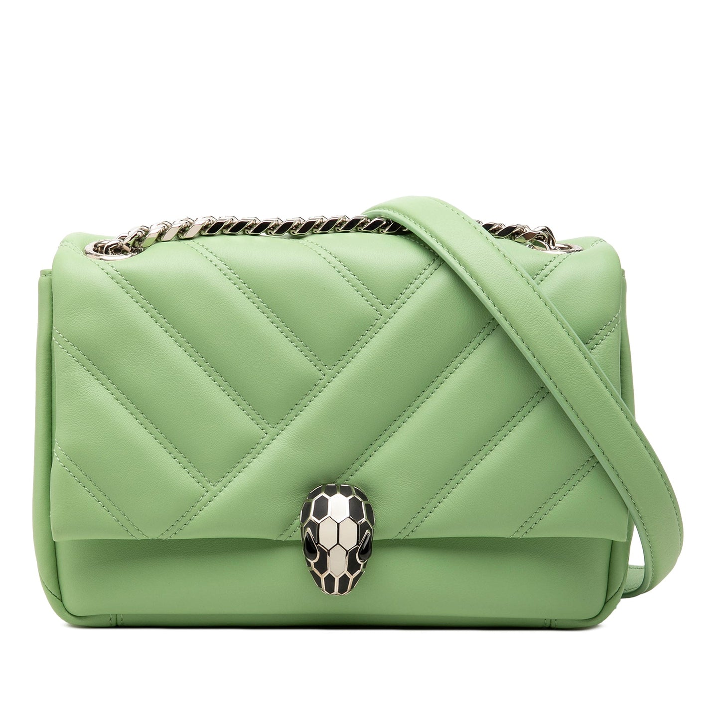 Bvlgari Leather Serpenti Cabochon Chain Crossbody